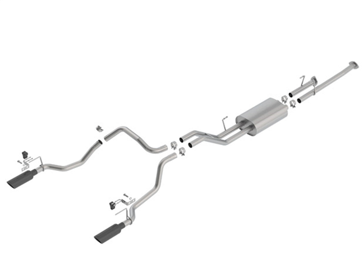 2014-2021 Toyota Tundra 4.6L/5.7L V8 Cat-Back Exhaust System, Touring, Black Chrome Tips