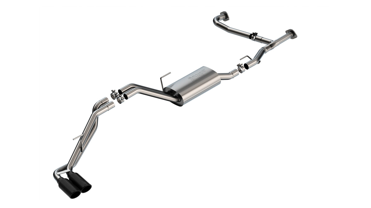 2022-2026 Nissan Frontier 3.8L V6 Cat-Back Exhaust System, S-Type, Dual Side Exit, Black Chrome Tips