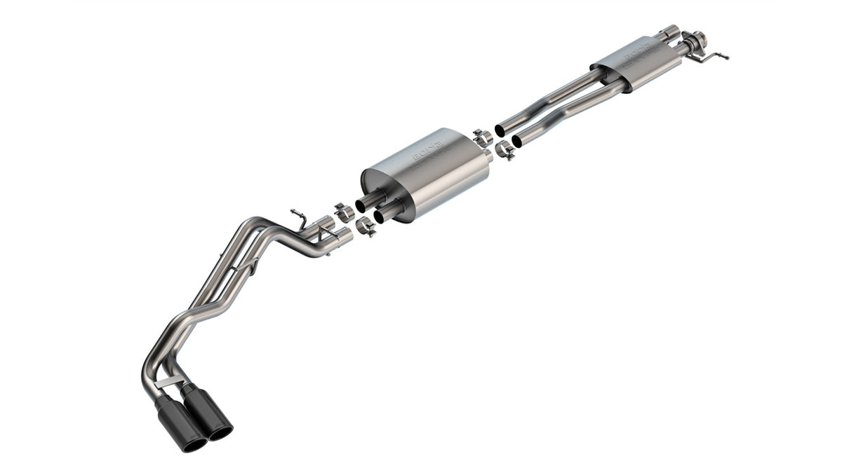 2024-2026 Ford Ranger 2.7L V6 Cat-Back Exhaust System, S-Type, Black Chrome Tips
