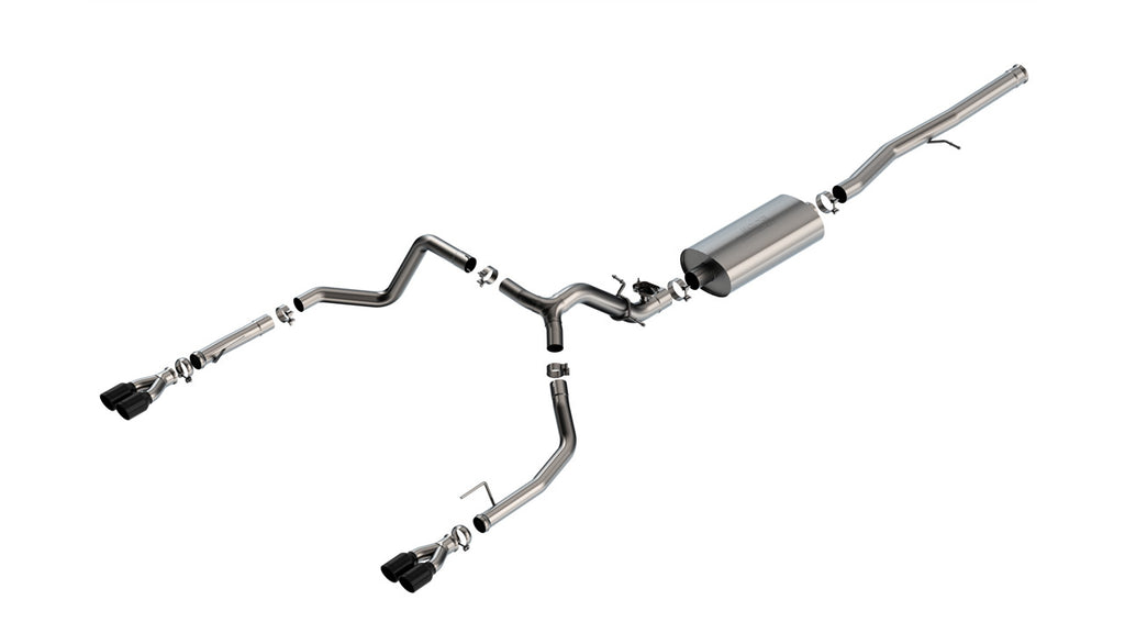 2024-2026 Chevrolet Silverado 1500 / GMC Sierra 1500 6.2L V8 Cat-Back Exhaust System, Touring, Black Chrome Tips