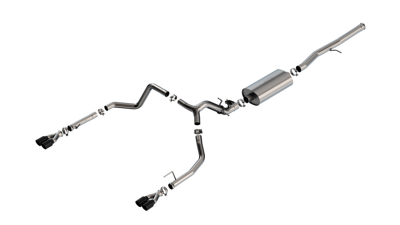 2024-2026 Chevrolet Silverado 1500 / GMC Sierra 1500 6.2L V8 Cat-Back Exhaust System, Touring, Black Chrome Tips