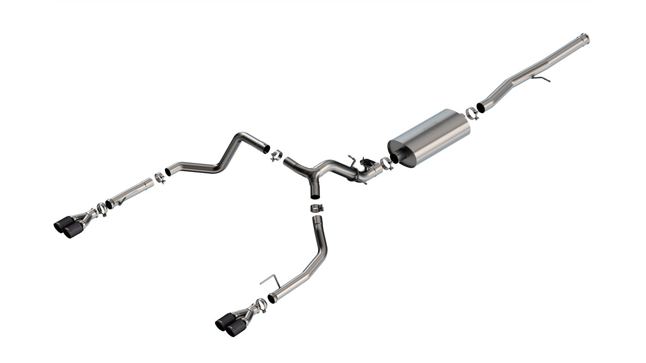 2024-2026 Chevrolet Silverado 1500 / GMC Sierra 1500 6.2L V8 Cat-Back Exhaust System, Touring, Carbon Fiber Tips