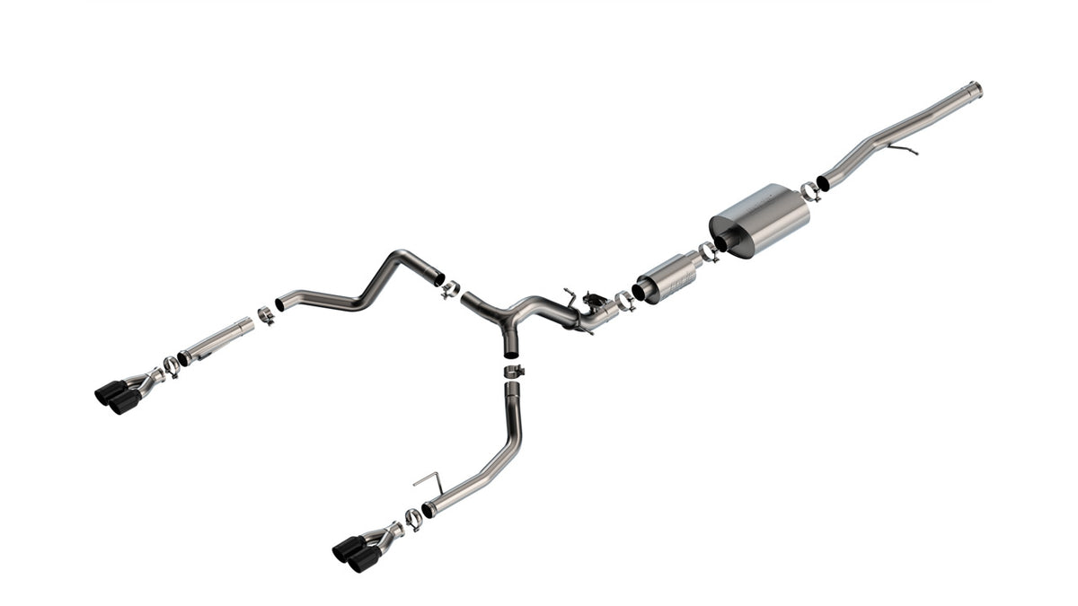 2024-2026 Chevrolet Silverado 1500 / GMC Sierra 1500 6.2L V8 Cat-Back Exhaust System, S-Type, Split Rear Exit, Black Chrome Tips, Crew Cab Short Bed
