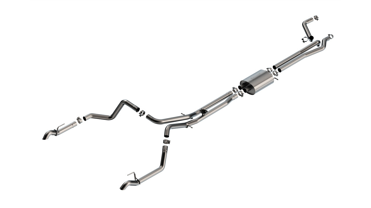 2024-2026 Chevrolet Silverado 1500 ZR2 / GMC Sierra 1500 AT4X 6.2L V8 Cat-Back Exhaust System, S-Type, Turn Down, Crew Cab Short Bed (Part # 141005)