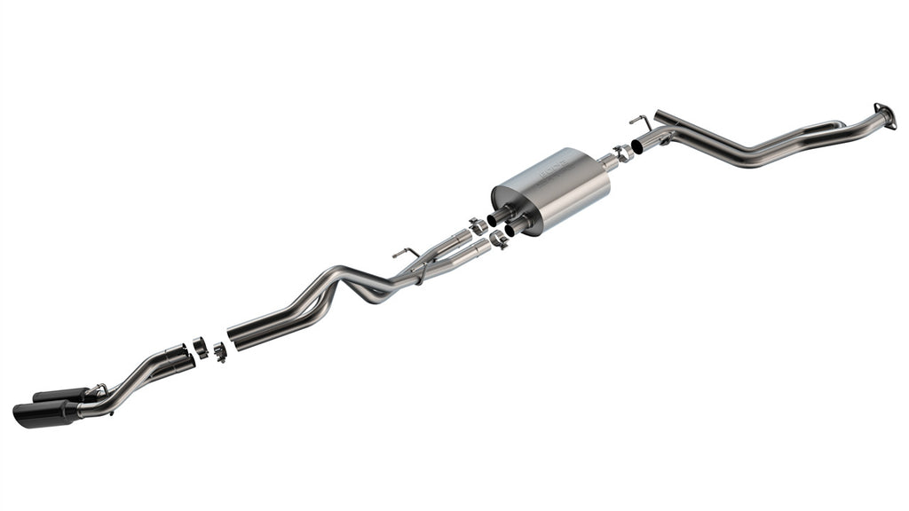 2024-2026 Toyota Tacoma 2.4L 4Cyl Cat-Back Exhaust System, S-Type, Black Chrome Tips