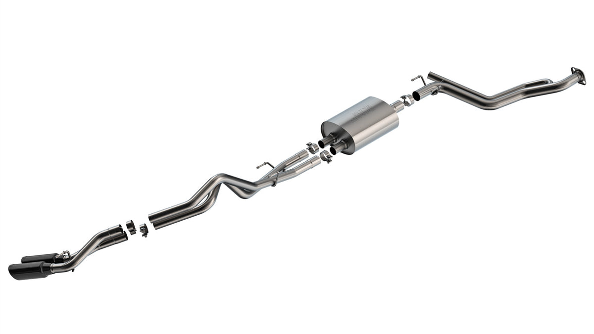 2024-2026 Toyota Tacoma 2.4L 4Cyl Cat-Back Exhaust System, S-Type, Black Chrome Tips