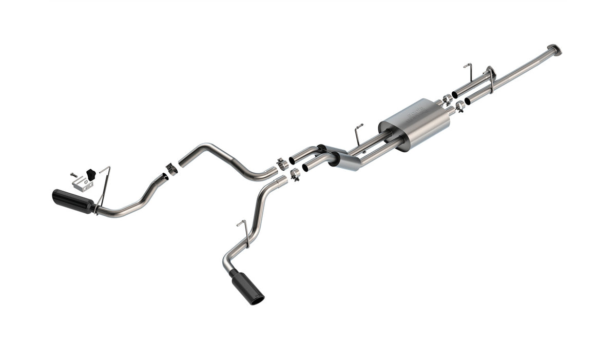 2009-2021 Toyota Tundra 4.6L/5.7L V8 Cat-Back Exhaust System, S-Type, Black Chrome Tips