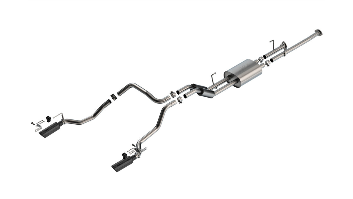 2009-2013 Toyota Tundra 4.6L/5.7L V8 Cat-Back Exhaust System, S-Type, Black Chrome Tips