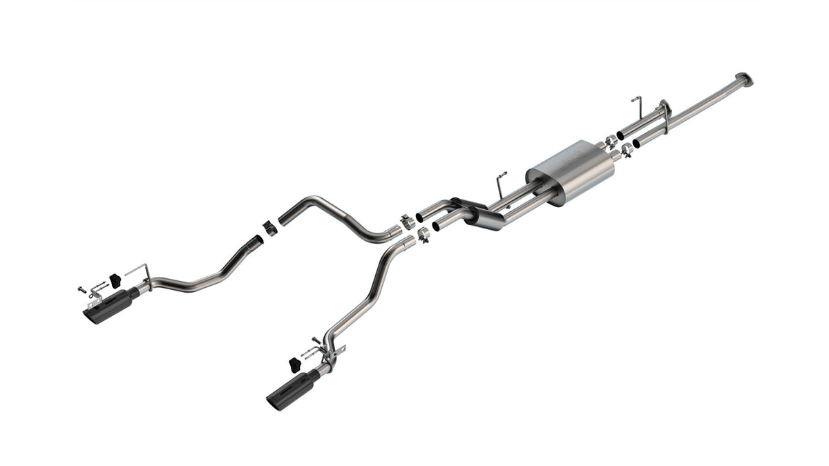 2014-2021 Toyota Tundra 4.6L/5.7L V8 Cat-Back Exhaust System, S-Type, Black Chrome Tips