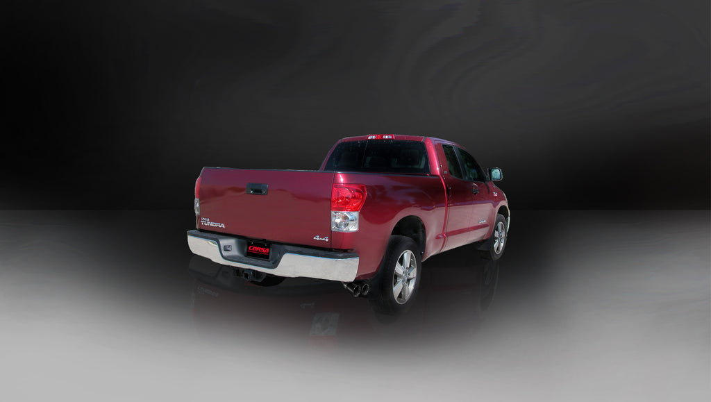 3.0 Inch Cat-Back Sport Single Side Exit Exhaust 4.0 Inch Black Tips 11-Present Toyota Tundra Double Cab/Crew Max 5.7L V8 145.7 Inch WB Stainless Steel Corsa Performance