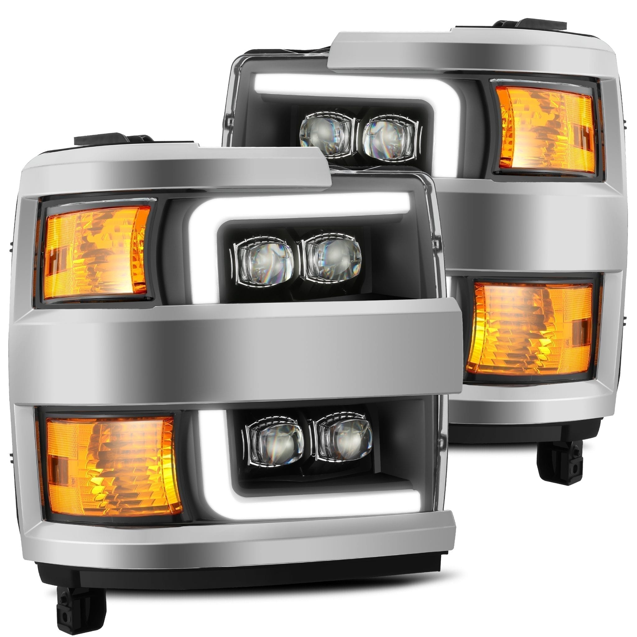 15-19 Chevrolet Silverado NOVA-Series LED Projector Headlights in Black - Apollo Off-Road