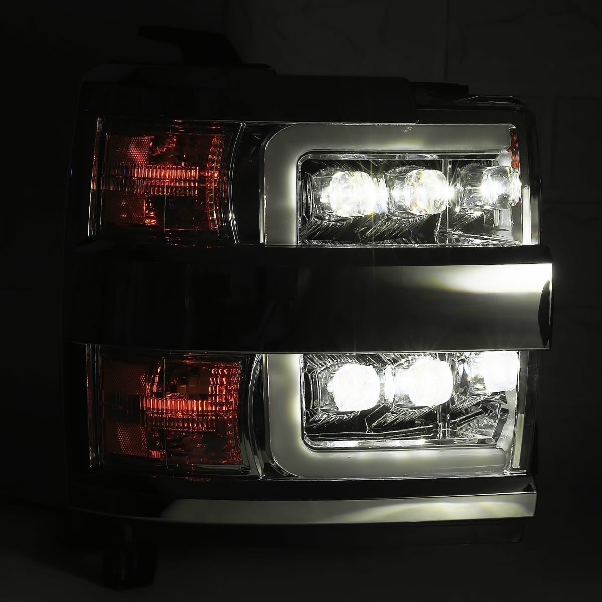 15-19 Chevrolet Silverado NOVA-Series LED Projector Headlights in chrome - Apollo Off-Road