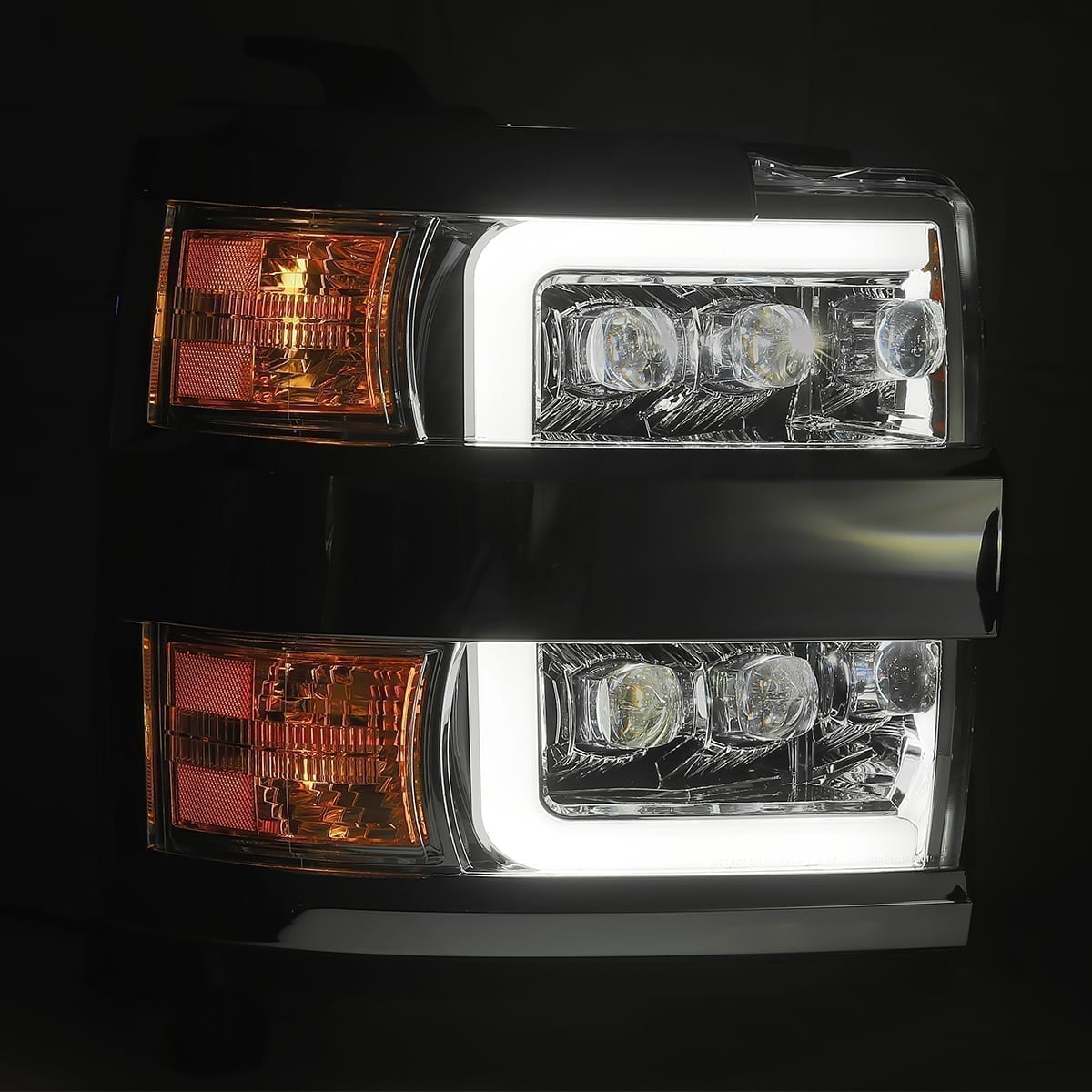 15-19 Chevrolet Silverado NOVA-Series LED Projector Headlights in Jet Black - Apollo Off-Road