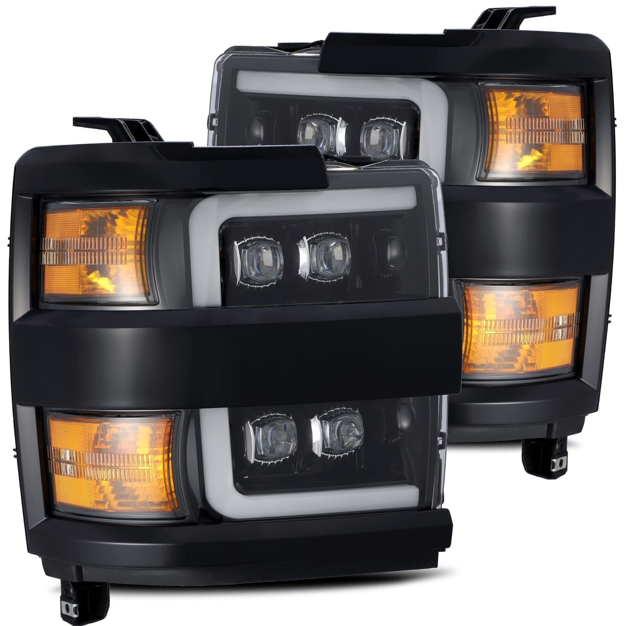15-19 Chevrolet Silverado NOVA-Series LED Projector Headlights in Jet Black - Apollo Off-Road