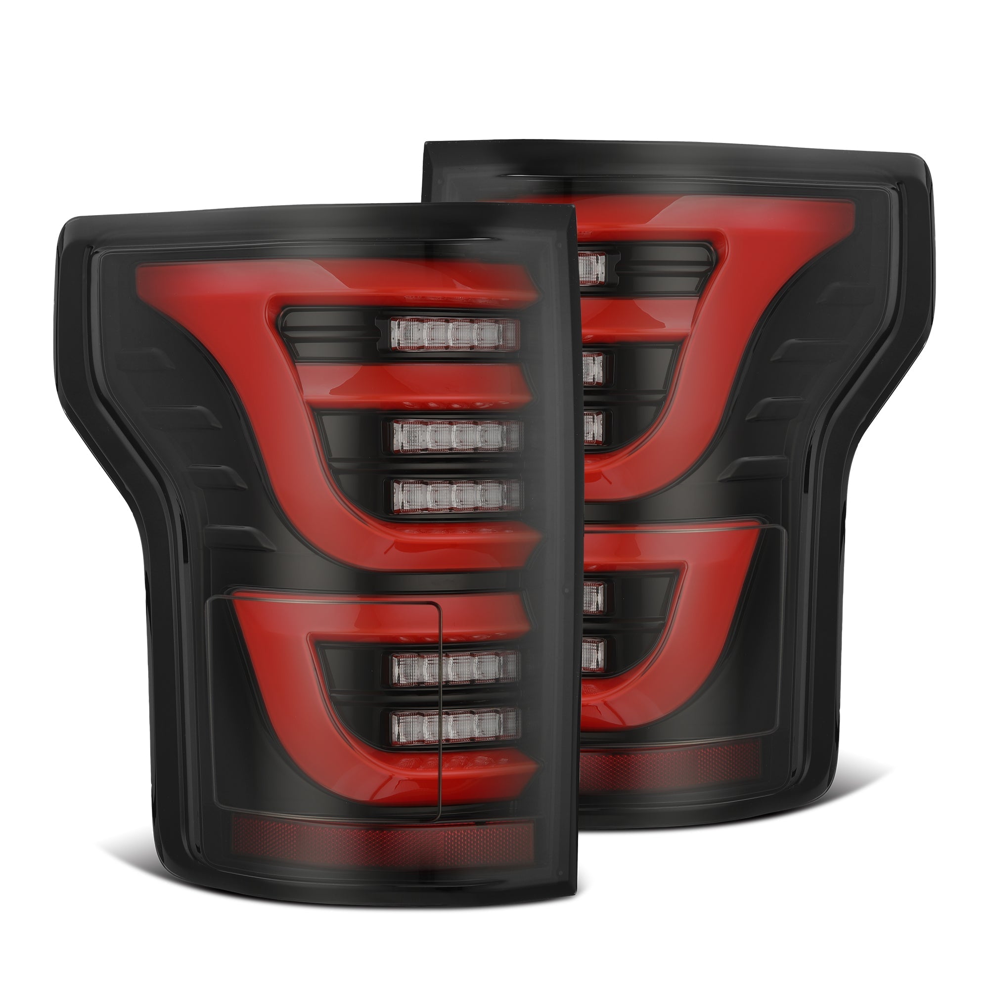 15-20 Ford F-150 LUXX-Series LED Tail Lights Black-Red - Apollo Off-Road