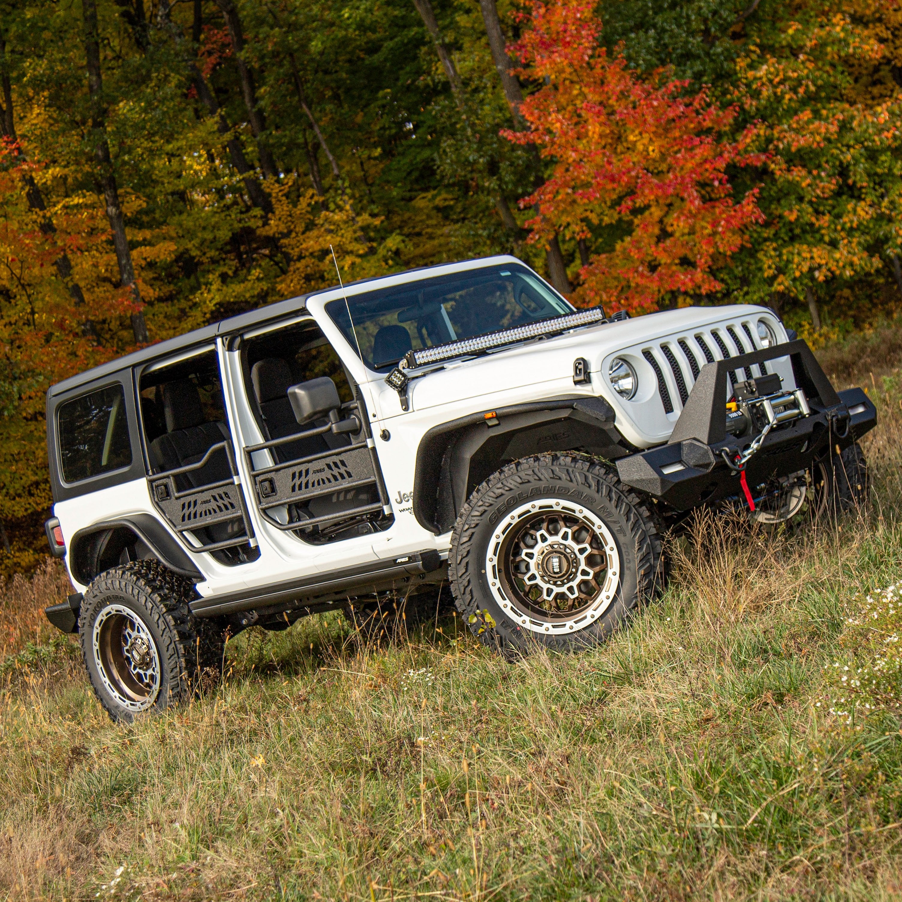 ARIES Jeep Wrangler JL, Gladiator Aluminum Front Tube Doors, 2018-2026 Jeep Wrangler, 2020-2026 Jeep Gladiator