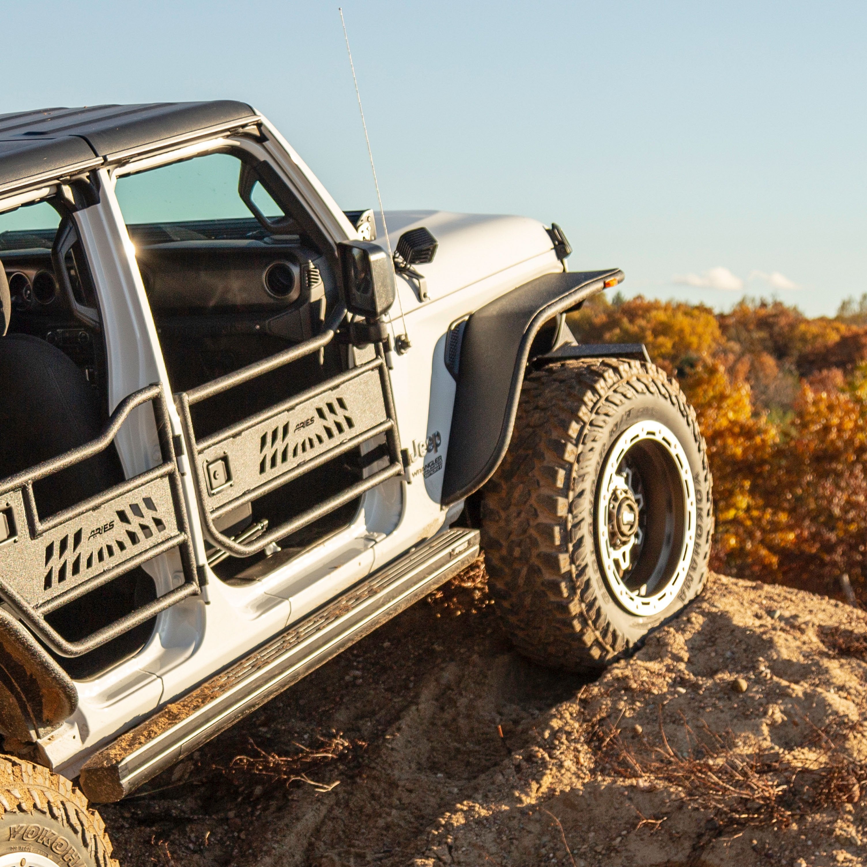 ARIES Jeep Wrangler JL, Gladiator Aluminum Front Tube Doors, 2018-2026 Jeep Wrangler, 2020-2026 Jeep Gladiator