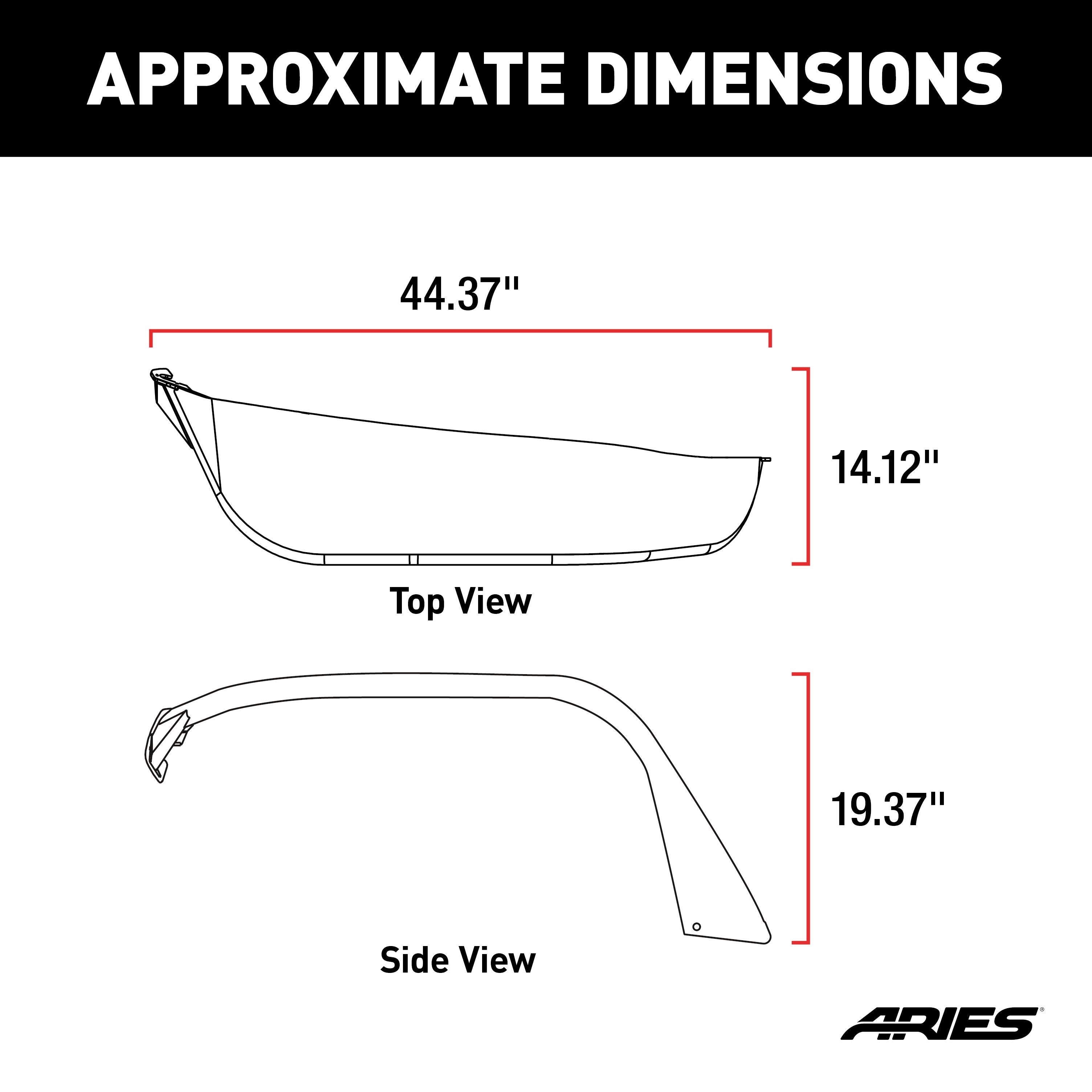 ARIES Jeep Gladiator & Wrangler JL Smooth Carbide Black Aluminum Front Fender Flares, 2018-2026 Jeep Wrangler, 2020-2026 Jeep Gladiator