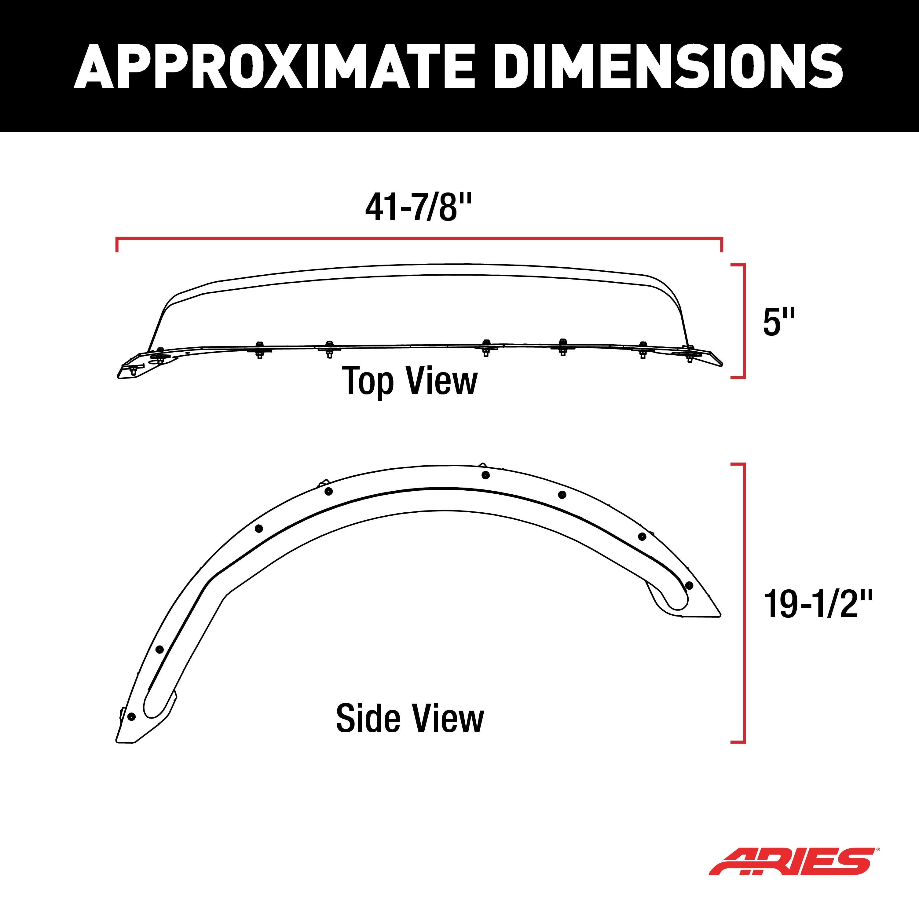 ARIES Ford Bronco 2DR 4DR Smooth Black Aluminum Tubular-Style Front Fender Flares, 2021-2026 Ford Bronco