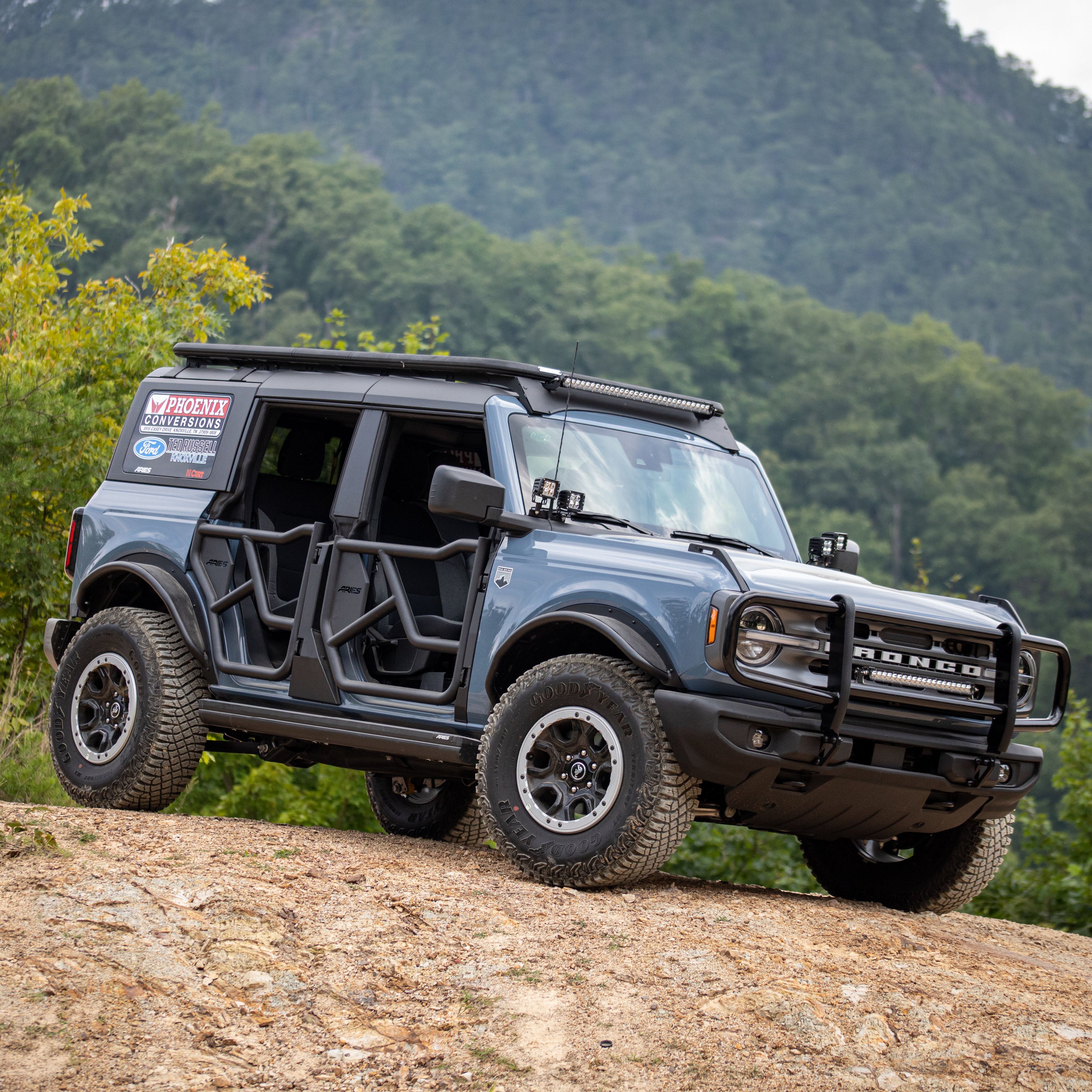 ARIES Ford Bronco 2DR 4DR Smooth Black Aluminum Tubular-Style Front Fender Flares, 2021-2026 Ford Bronco