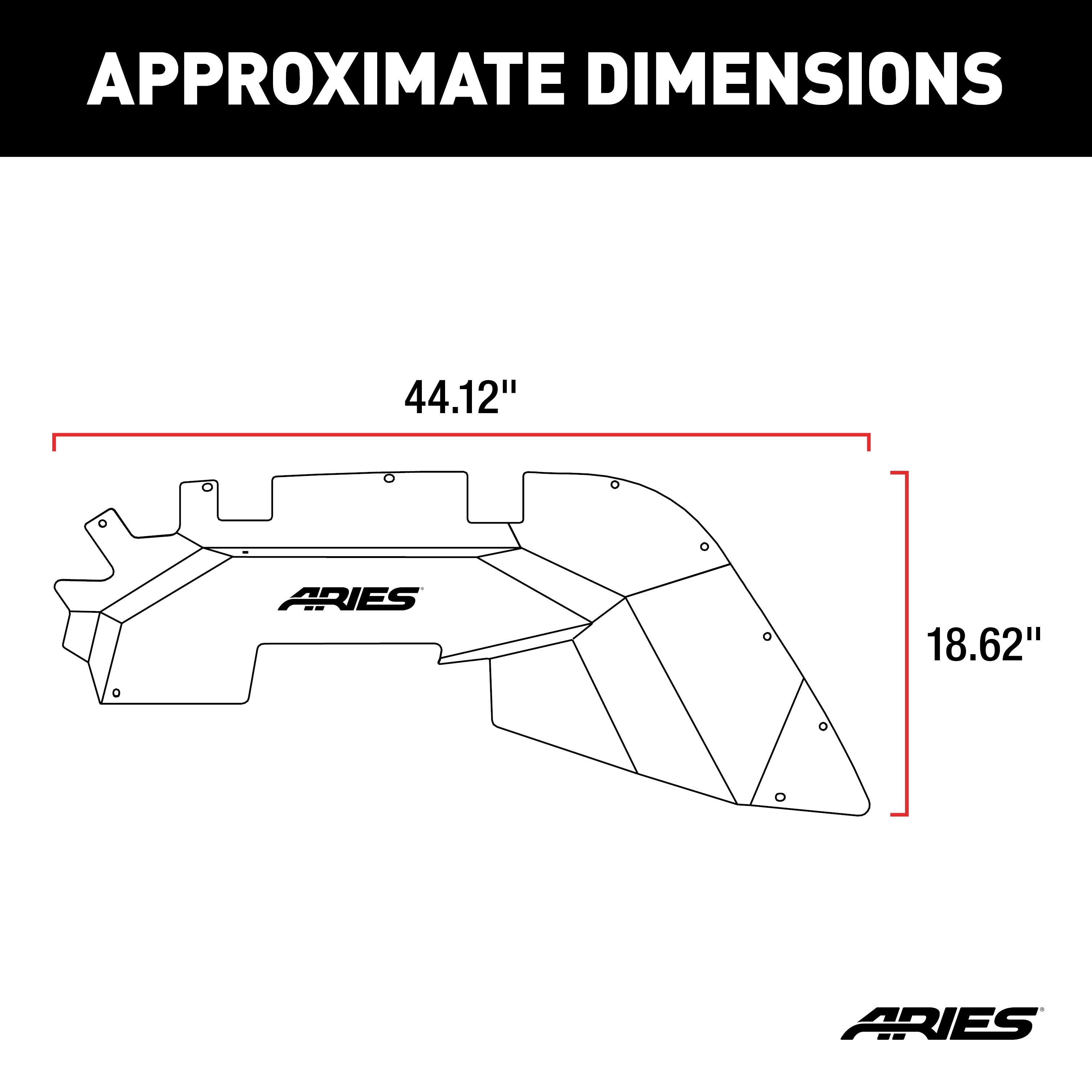 ARIES Jeep Wrangler JL Aluminum Front Inner Fender Liners, 2018-2026 Jeep Wrangler, 2020-2026 Jeep Gladiator
