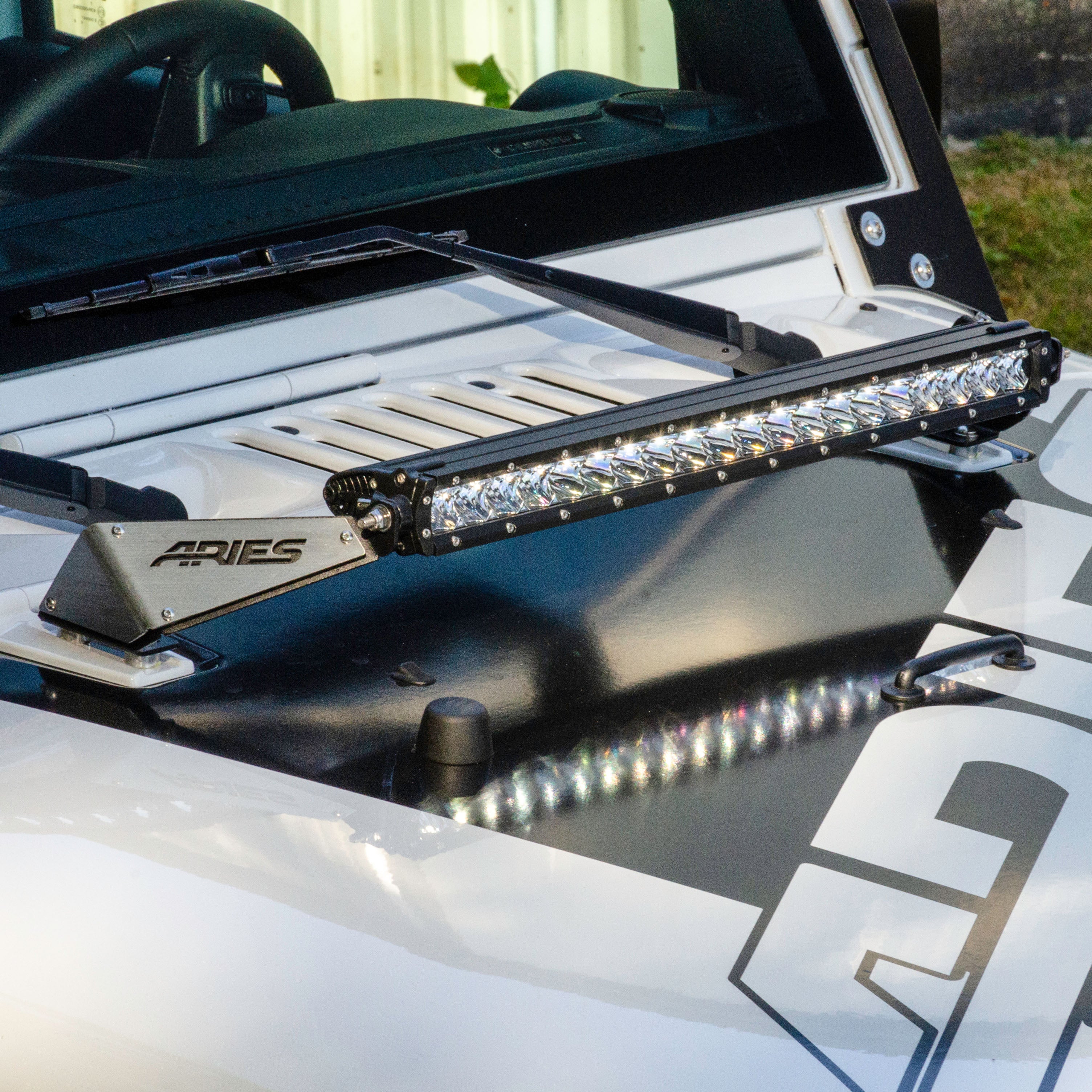 ARIES Jeep JK Hood Light and Brackets, 2018 Jeep Wrangler JK/Wrangler