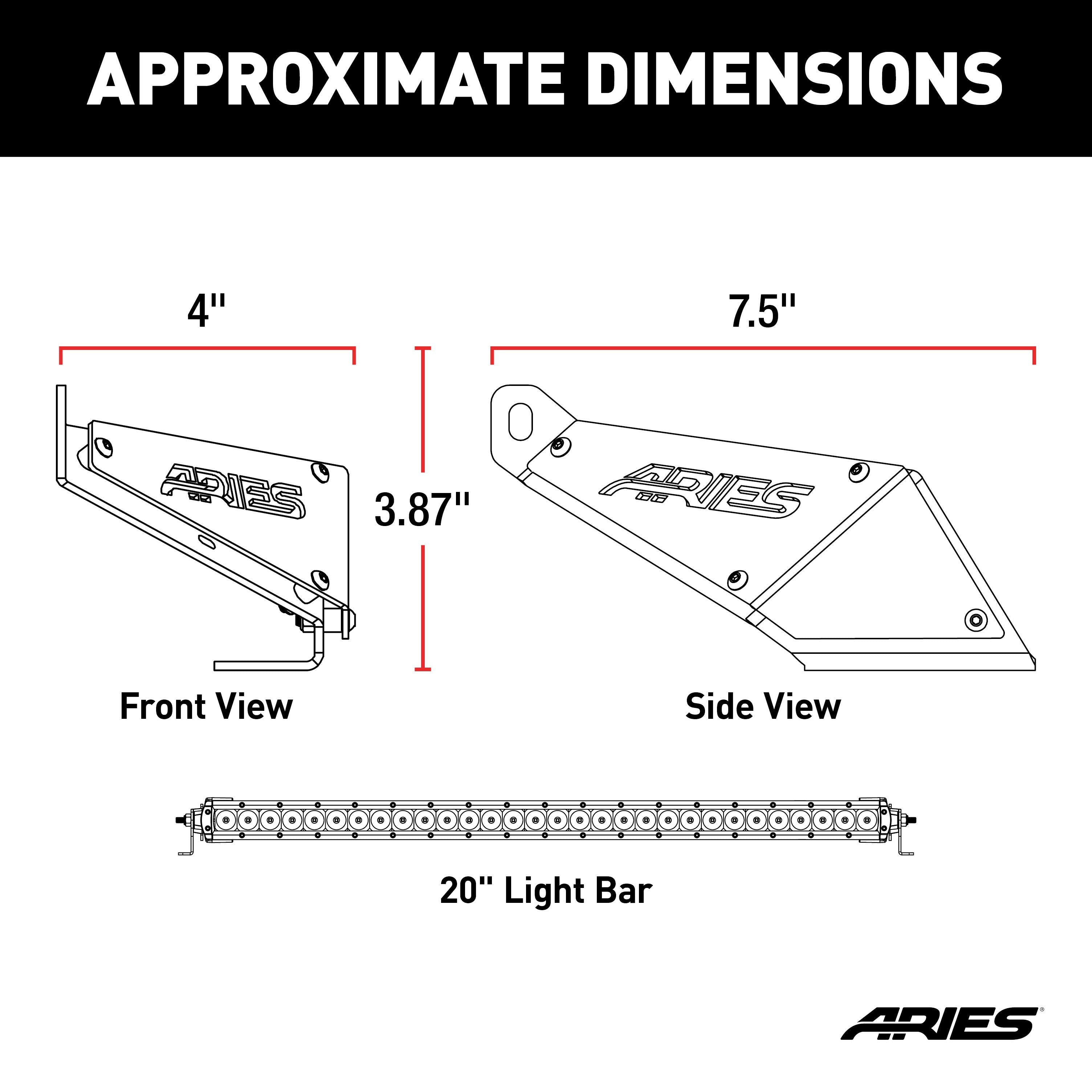 ARIES Jeep JK Hood Light and Brackets, 2018 Jeep Wrangler JK/Wrangler