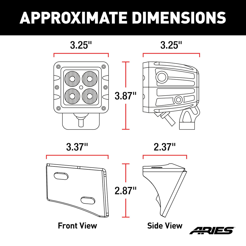 ARIES Jeep JK Windshield Lights and Brackets, 2018 Jeep Wrangler