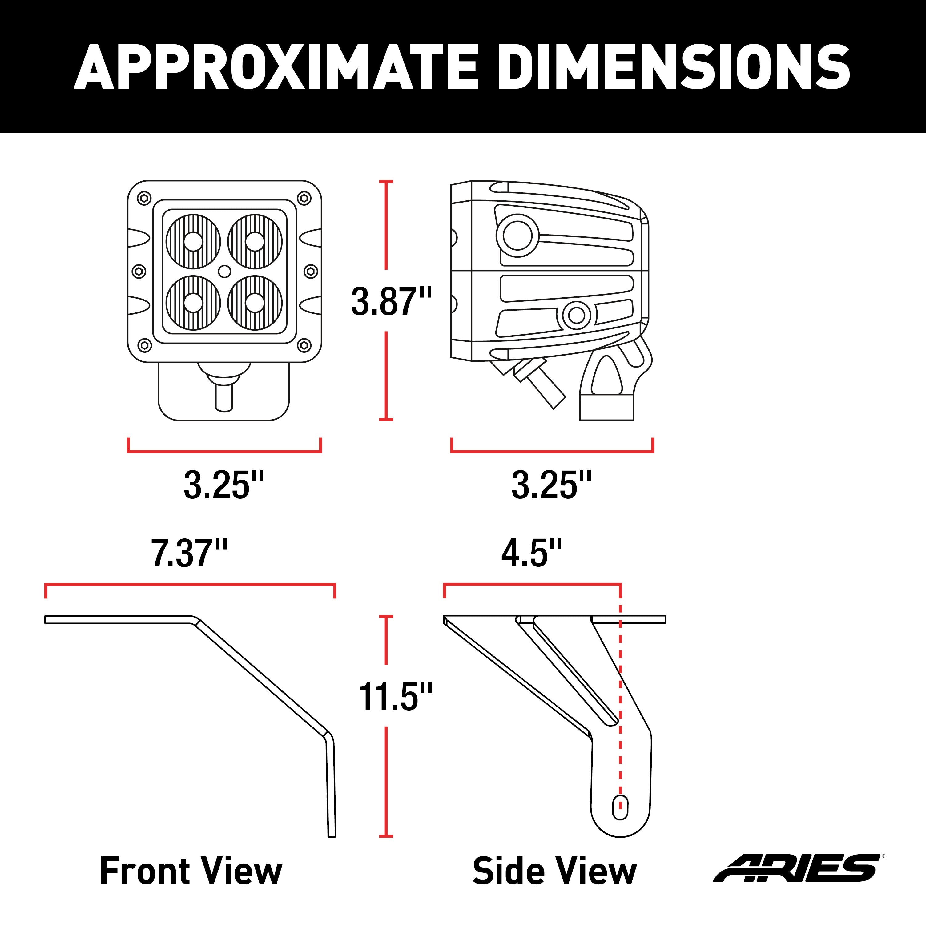 ARIES Jeep Wrangler JL, Gladiator Windshield Lights and Brackets, 2018-2026 Jeep Wrangler, 2020-2026 Jeep Gladiator