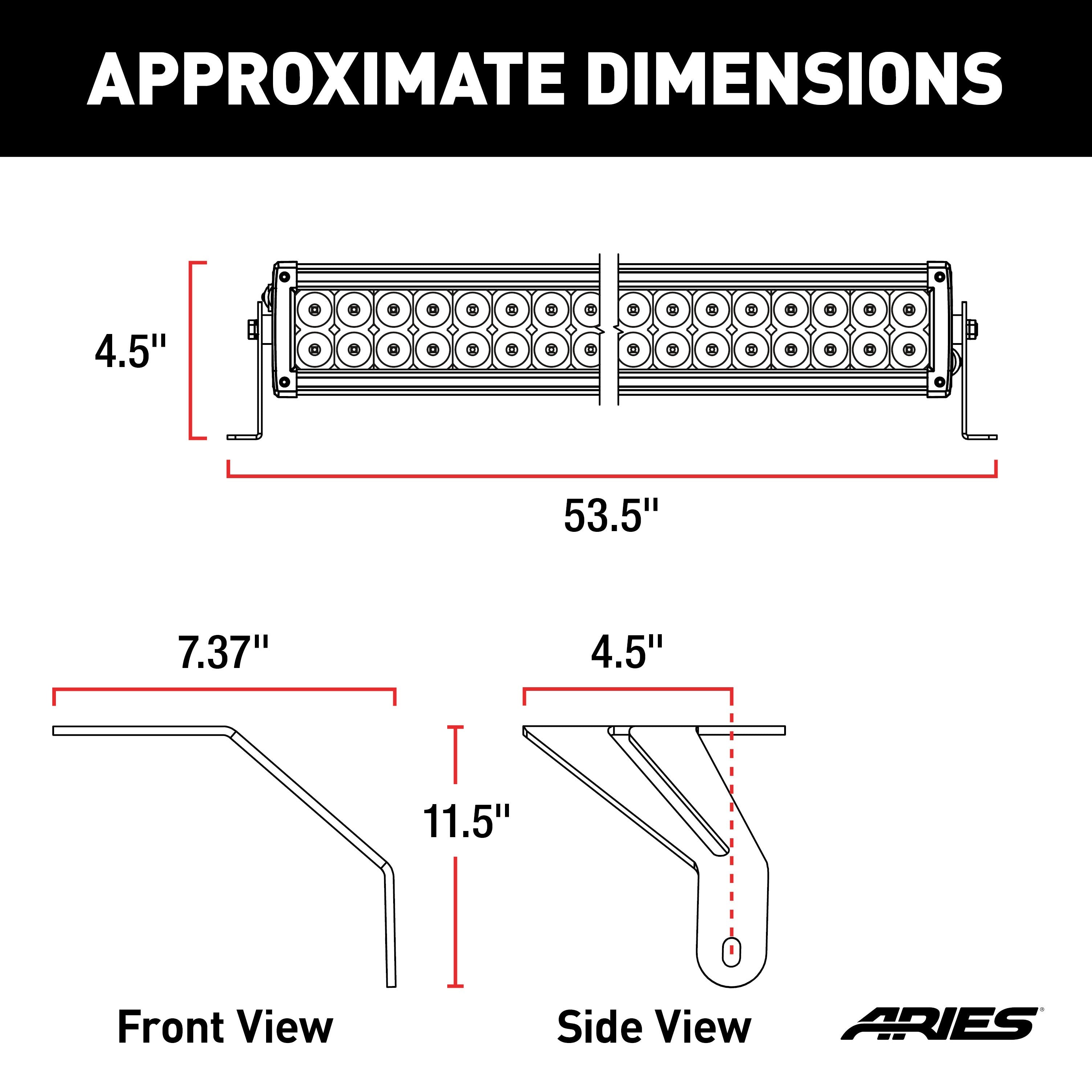 ARIES Jeep Wrangler JL, Gladiator Windshield Light Bar and Brackets, 2018-2026 Jeep Wrangler, 2020-2026 Jeep Gladiator