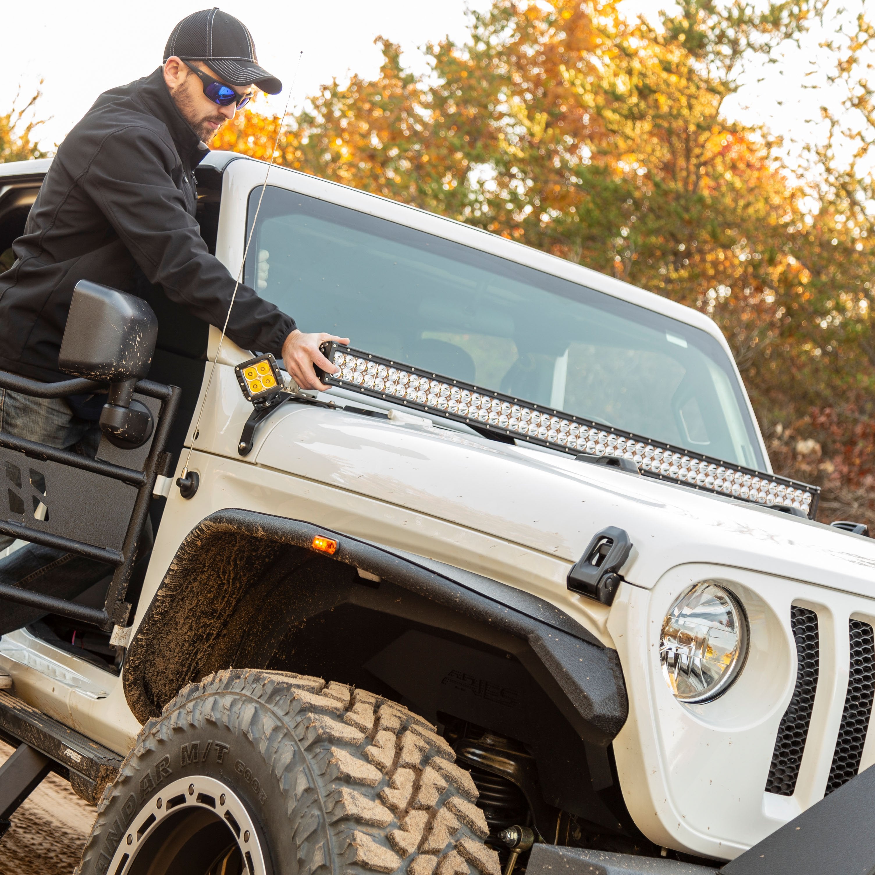 ARIES Jeep Wrangler JL, Gladiator Windshield Light Bar and Brackets, 2018-2026 Jeep Wrangler, 2020-2026 Jeep Gladiator