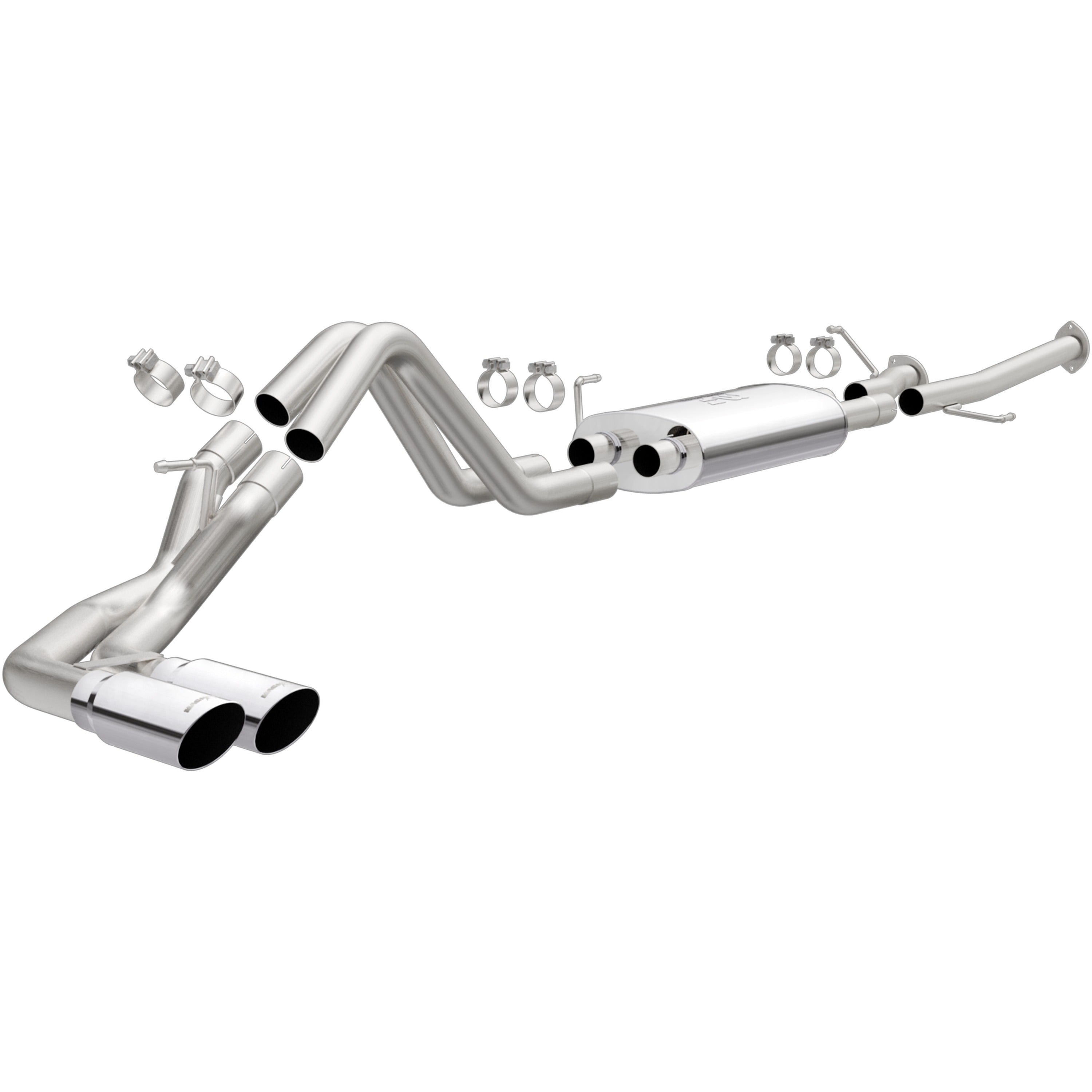 14-21 Toyota Tundra Street Series 2.5in. Cat-Back Exhaust System Dual Same Side Behind Passenger Rear Tire Polished
