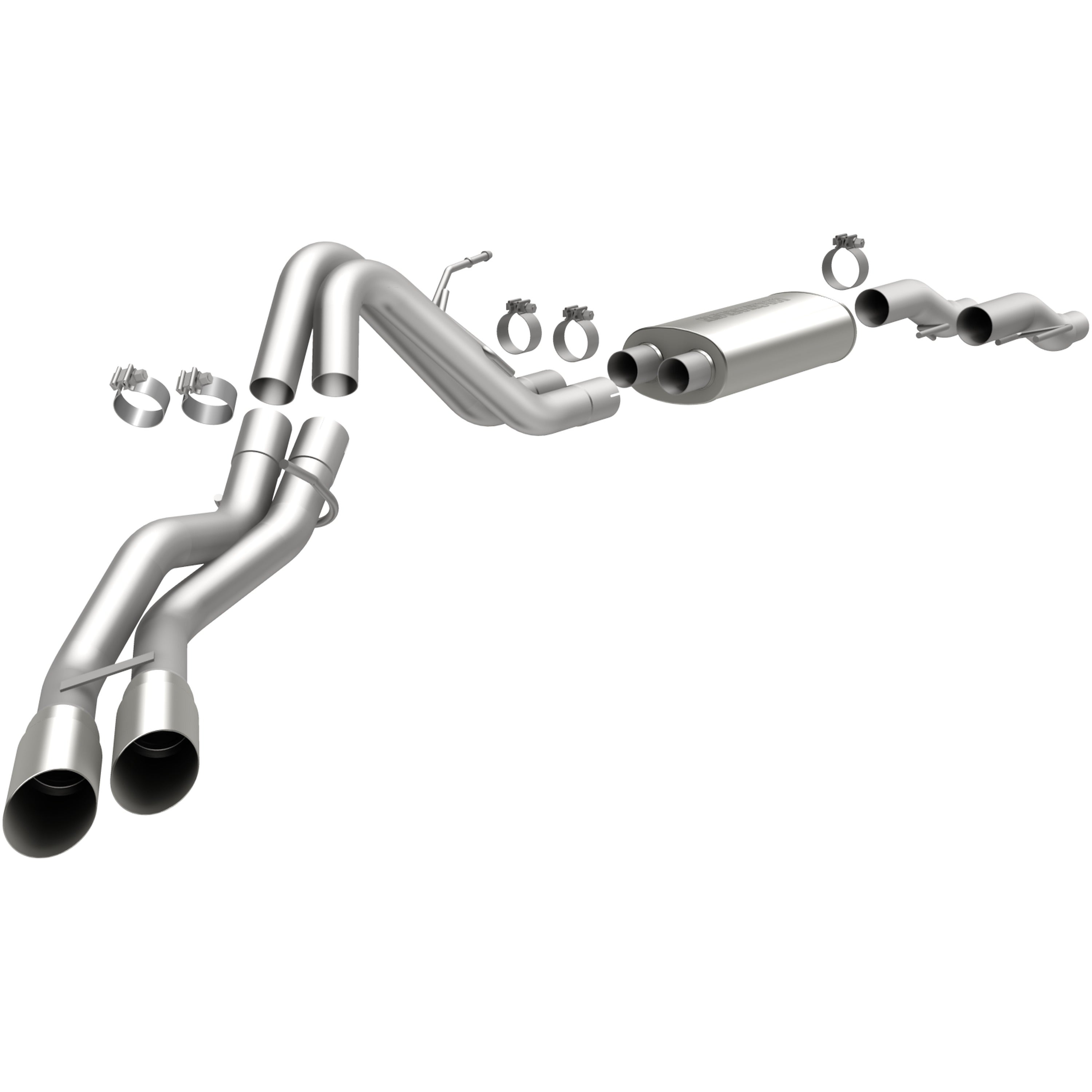 11-14 Ford F-150 Street Series 3in. Cat-Back Exhaust System Dual Same Side Behind Passenger Rear Tire Polished
