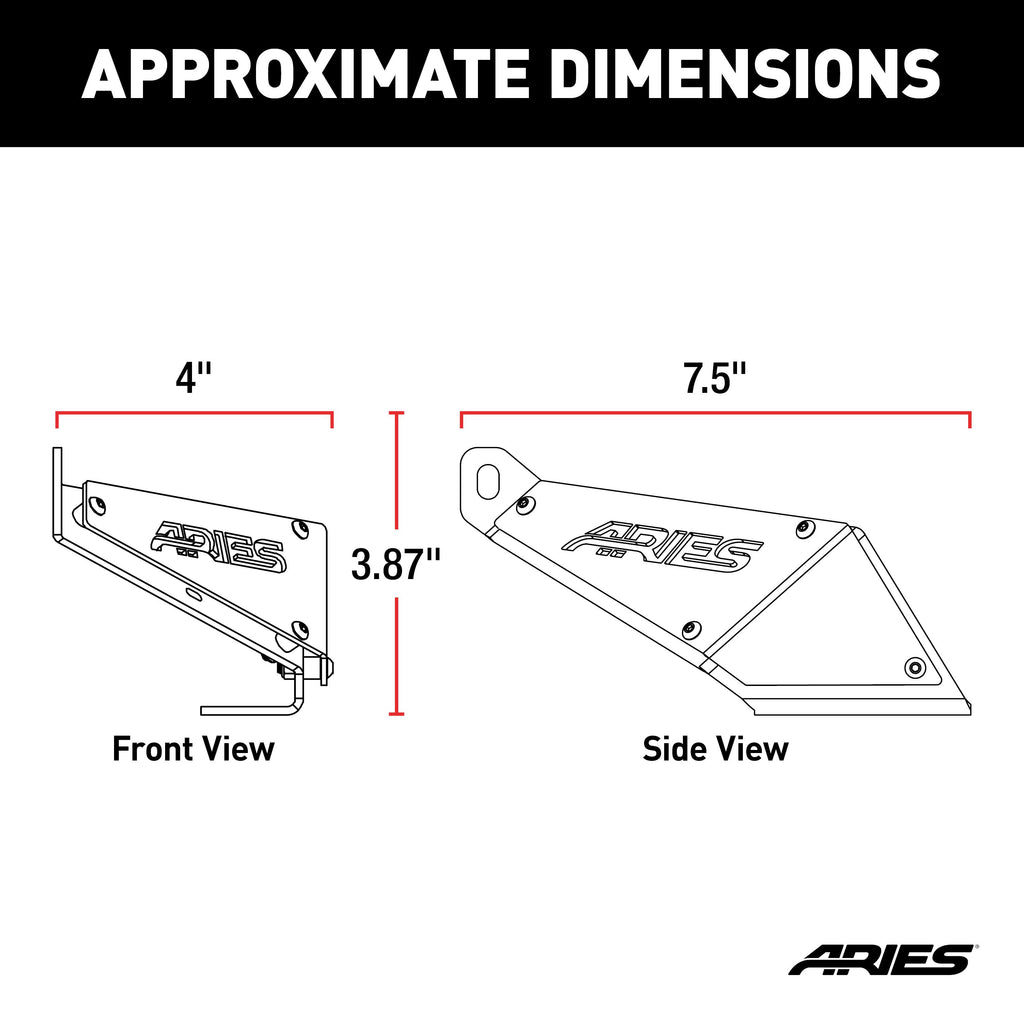 ARIES Jeep JK Hood Light Mounting Brackets, 2018 Jeep Wrangler