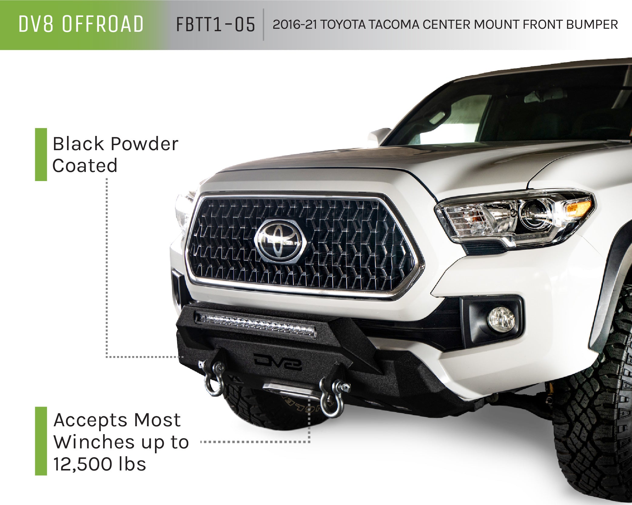 16+ Toyota Tacoma Truck Center Mount Front Bumper - Apollo Off-Road
