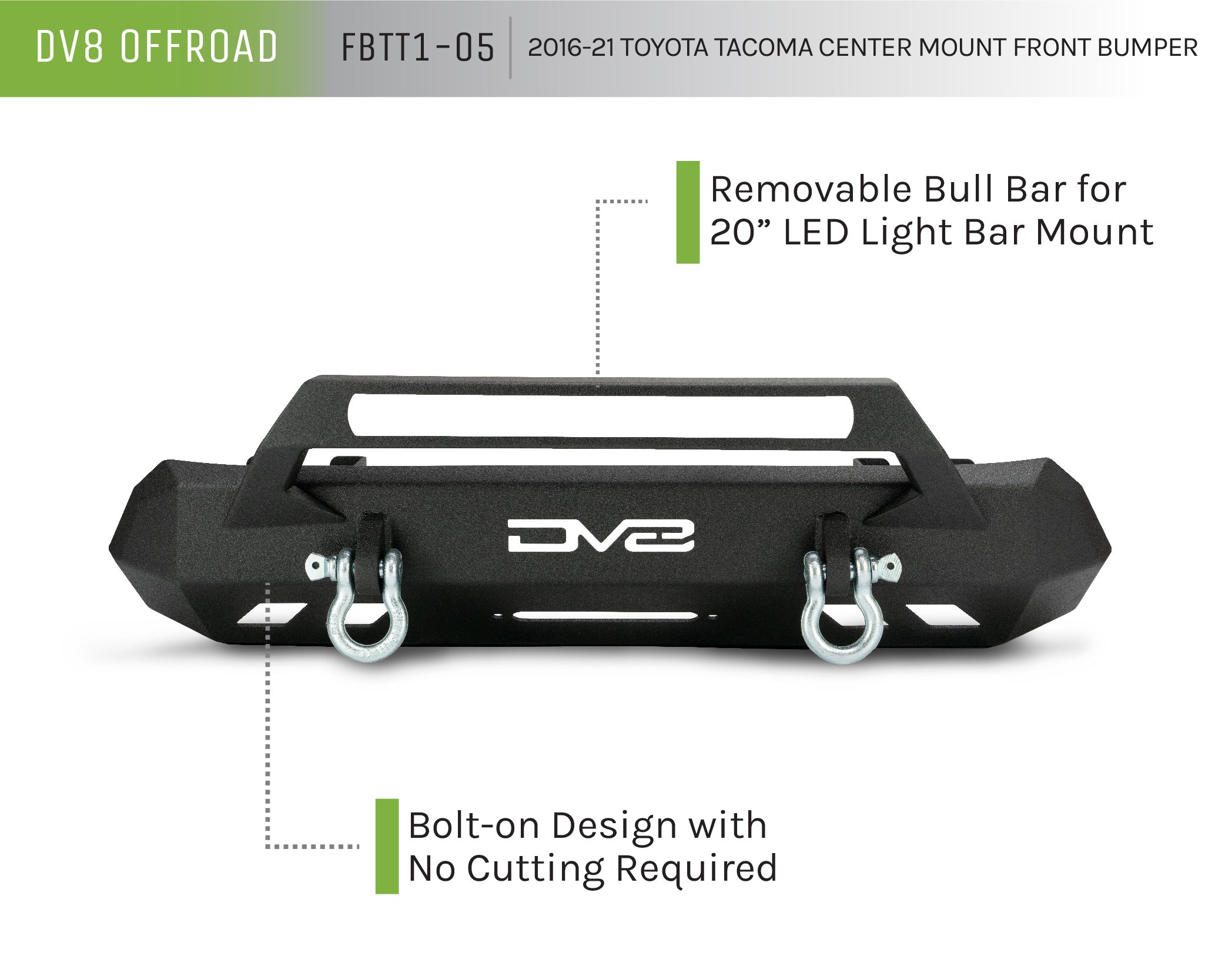 16+ Toyota Tacoma Truck Center Mount Front Bumper - Apollo Off-Road