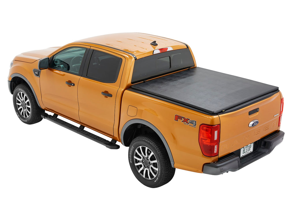 Soft Tri-Fold Tonneau Cover For EZ-Fold Ford 2019-2024 Ranger 5.0 Foot Black Tailgate Spoiler Not Included Bestop