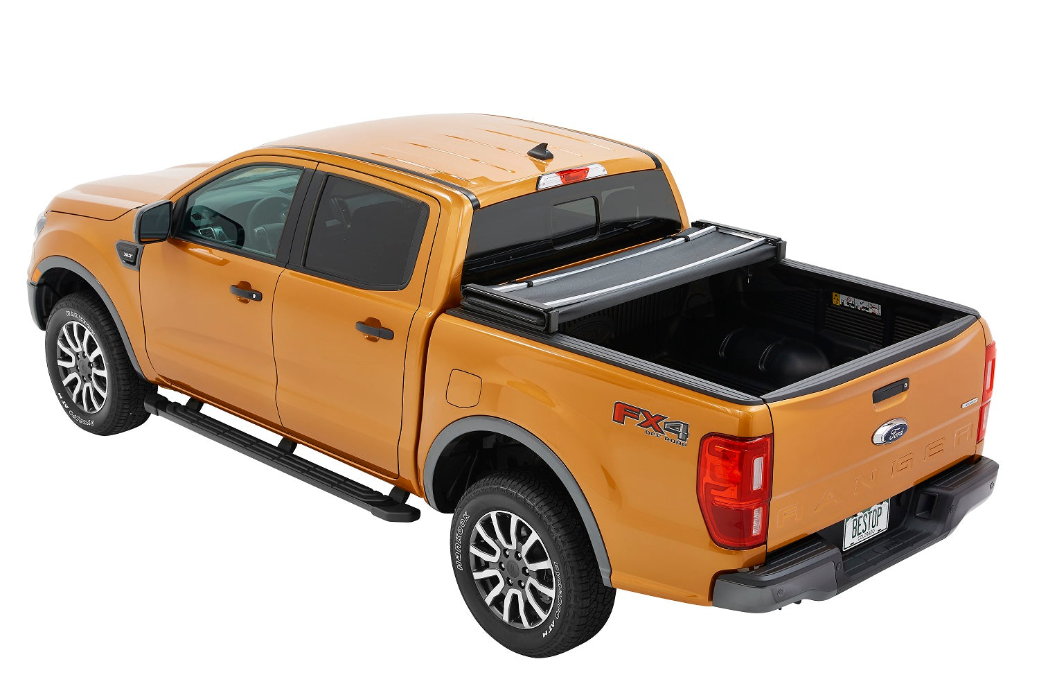 Soft Tri-Fold Tonneau Cover For EZ-Fold Ford 2019-2024 Ranger 5.0 Foot Black Tailgate Spoiler Not Included Bestop