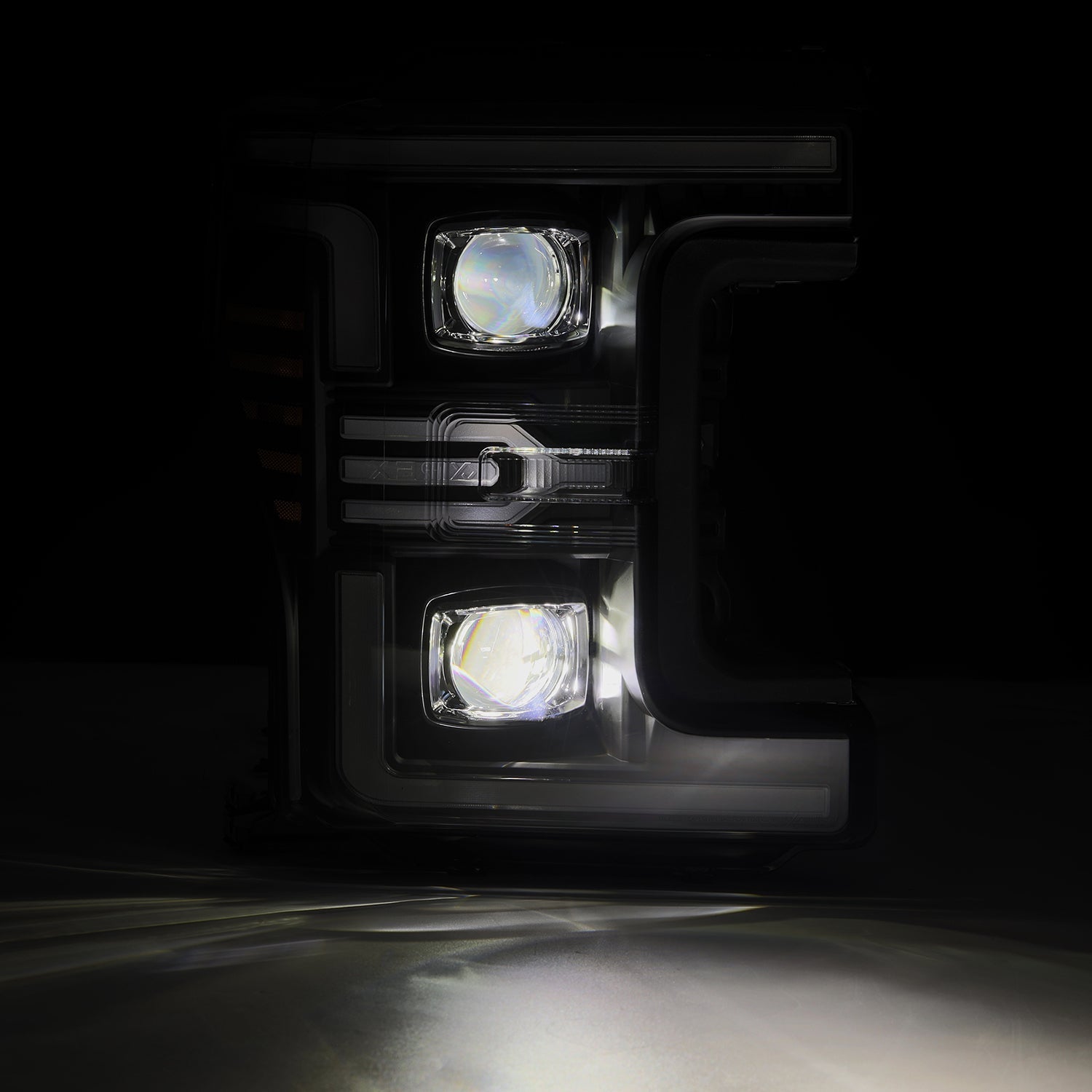 17-19 Ford F-250/350/450/550 Super Duty LUXX-Series LED Projector Headlights Black - Apollo Off-Road