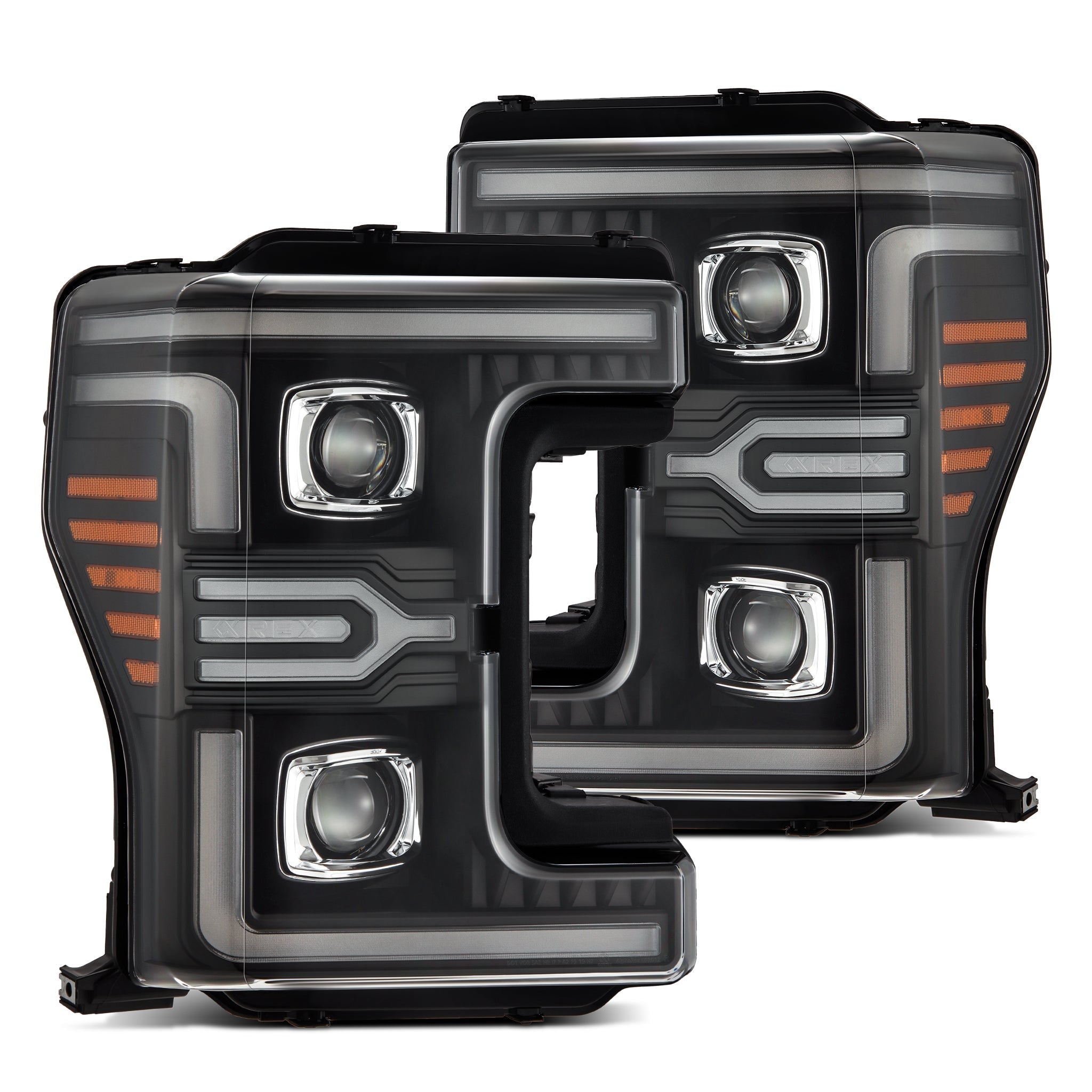 17-19 Ford F-250/350/450/550 Super Duty LUXX-Series LED Projector Headlights Black - Apollo Off-Road