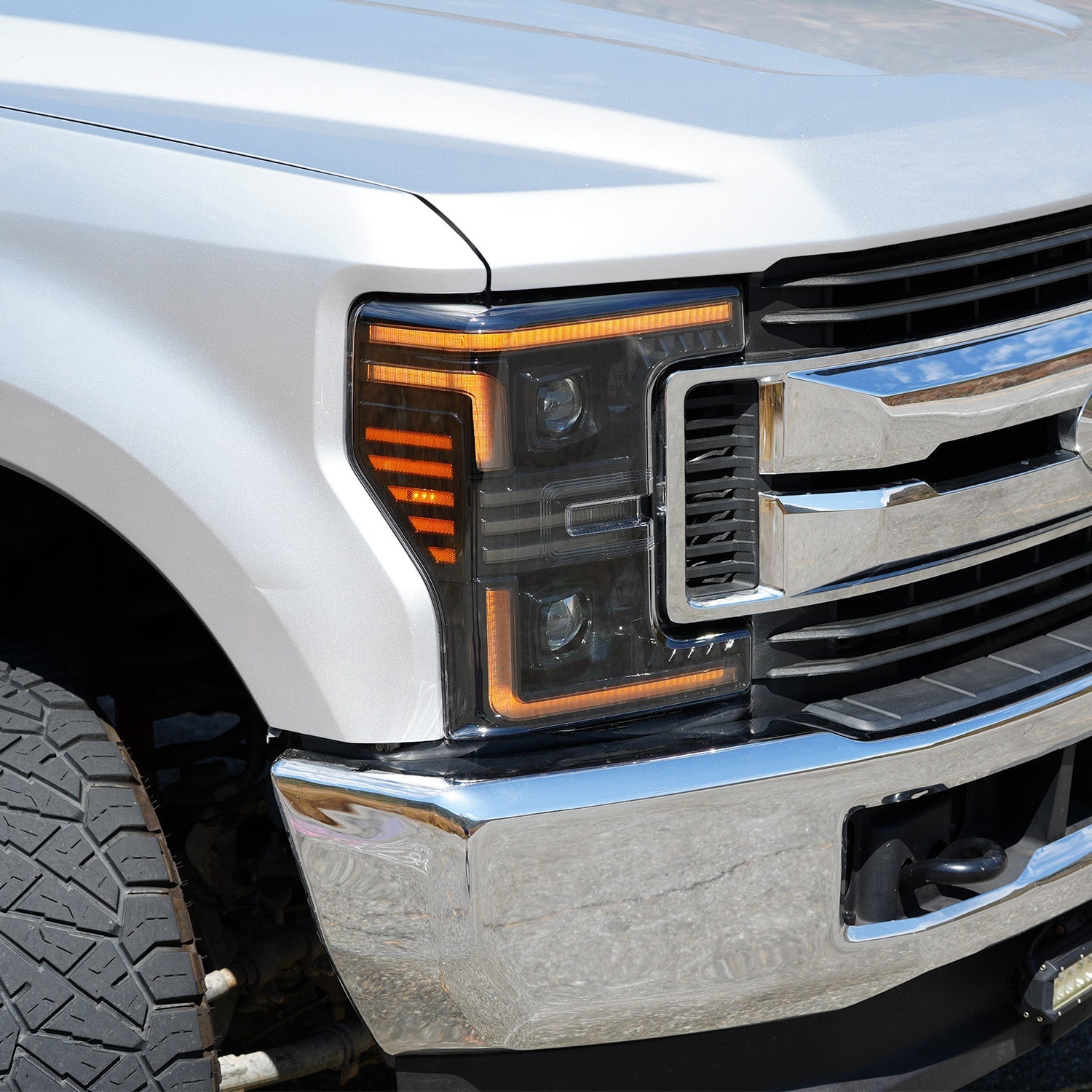 17-19 Ford F-250/350/450/550 Super Duty LUXX-Series LED Projector Headlights Chrome - Apollo Off-Road