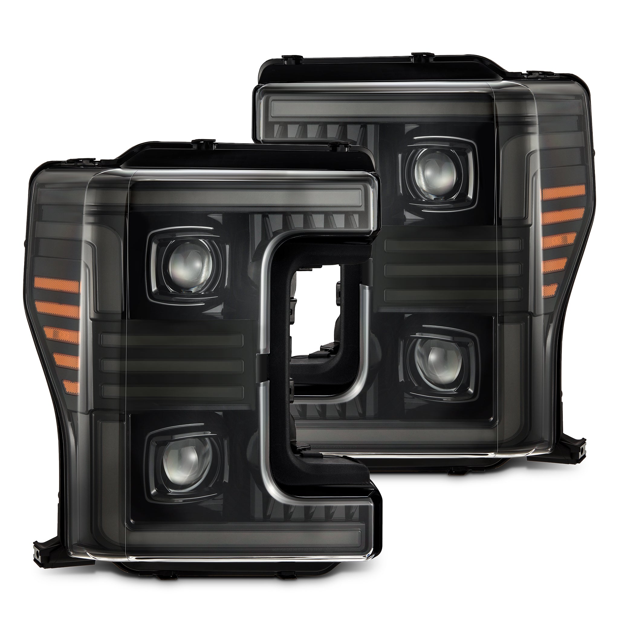 17-19 Ford F-250/350/450/550 Super Duty PRO-Series Halogen Projector Headlights Alpha-Black - Apollo Off-Road