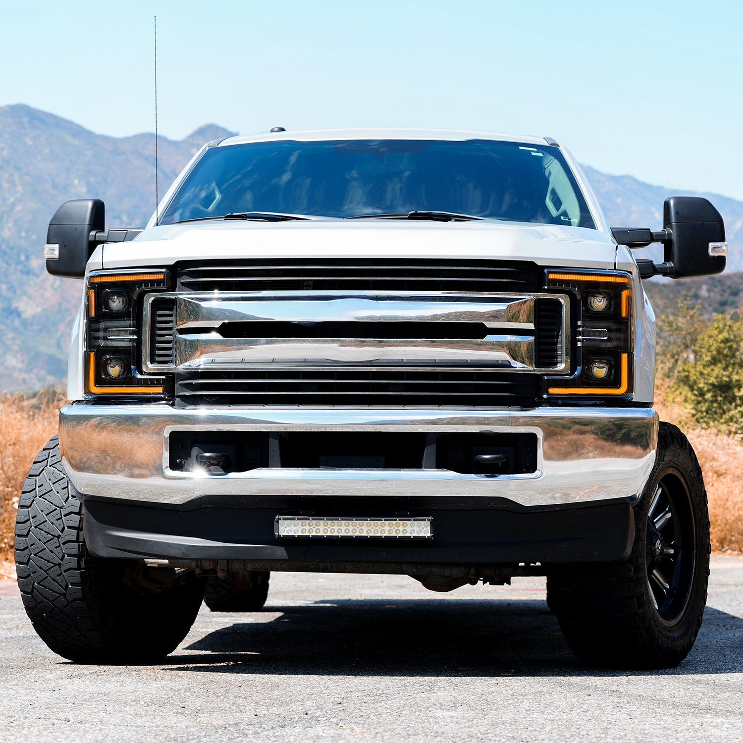 17-19 Ford F-250/350/450/550 Super Duty PRO-Series Halogen Projector Headlights Black - Apollo Off-Road