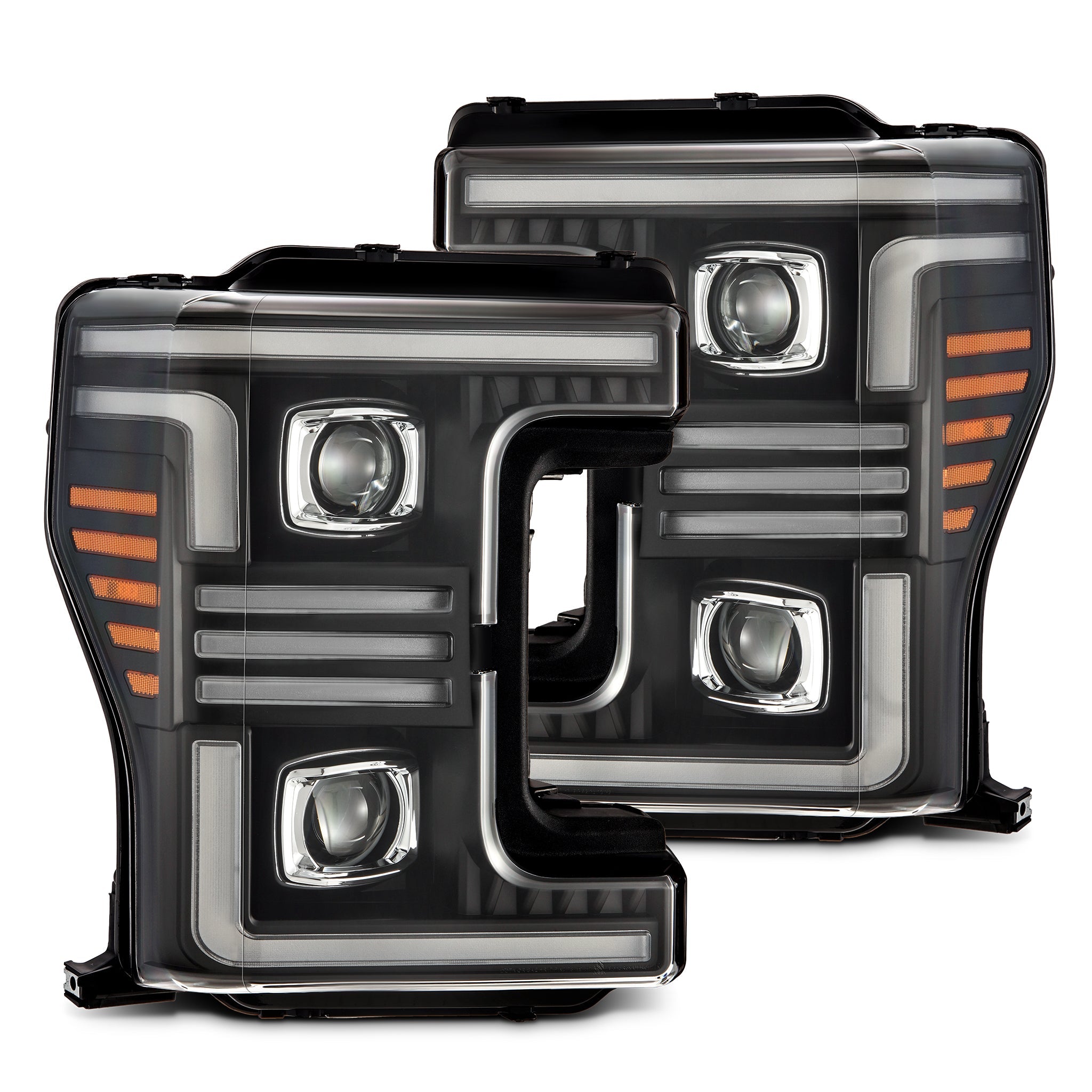 17-19 Ford F-250/350/450/550 Super Duty PRO-Series Halogen Projector Headlights Black - Apollo Off-Road