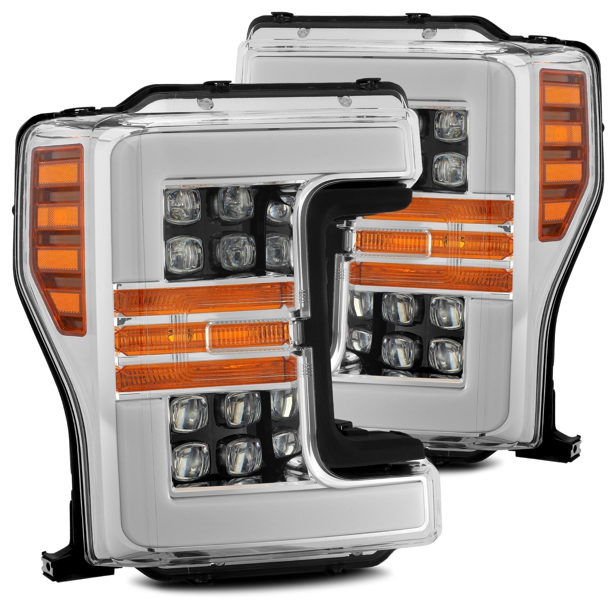 17-19 Ford Super Duty NOVA-Series LED Projector Headlights Plank Style Design Chrome - Apollo Off-Road