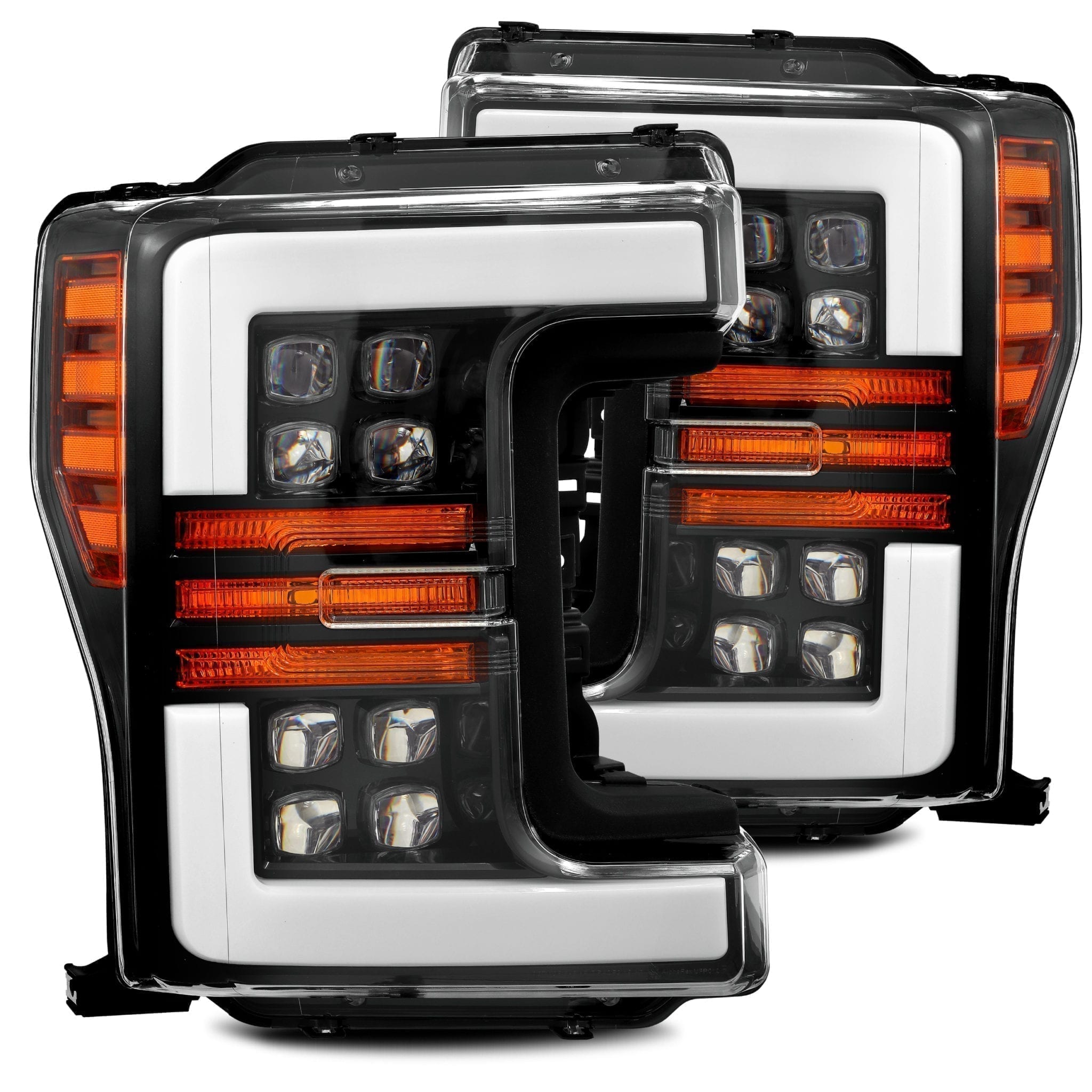 17-19 Ford Super Duty NOVA-Series LED Projector Headlights Plank Style Design Gloss Black - Apollo Off-Road