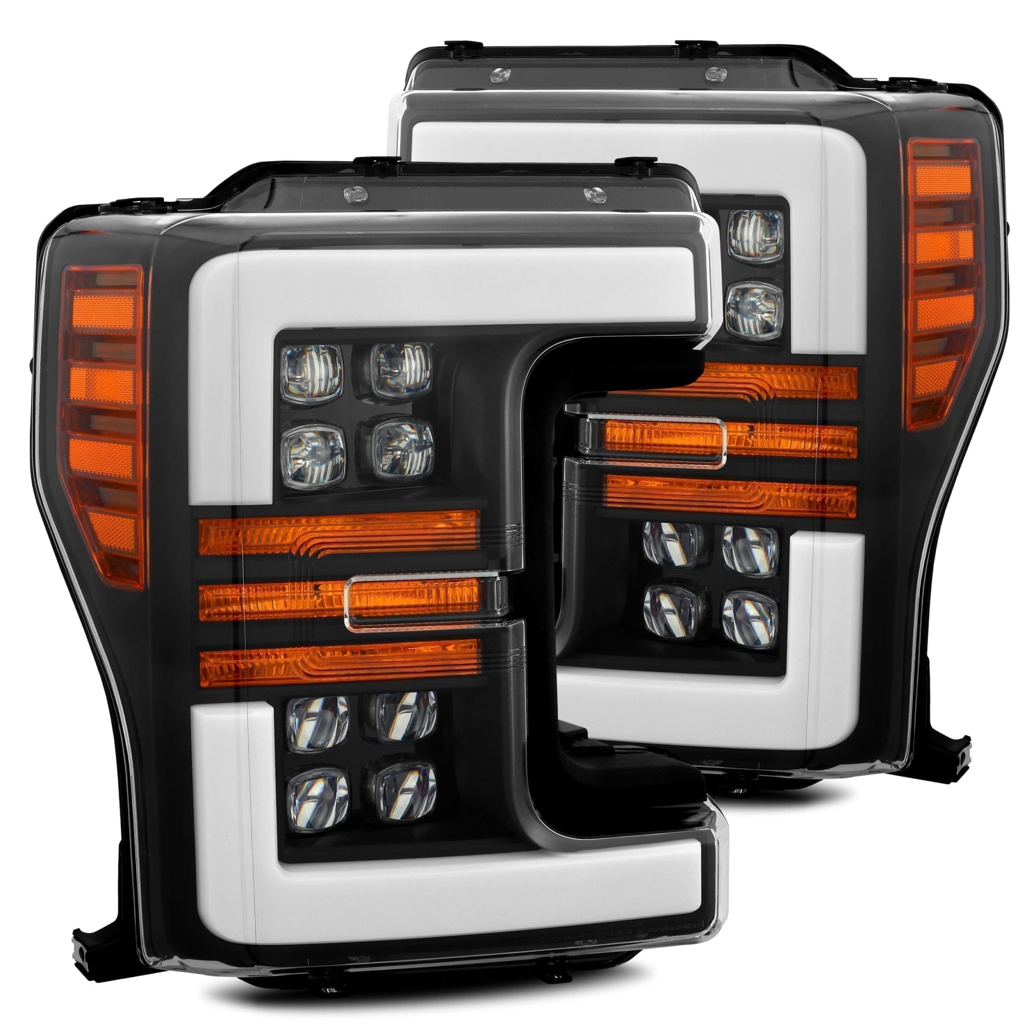 17-19 Ford Super Duty NOVA-Series LED Projector Headlights Plank Style Design Matte Black - Apollo Off-Road