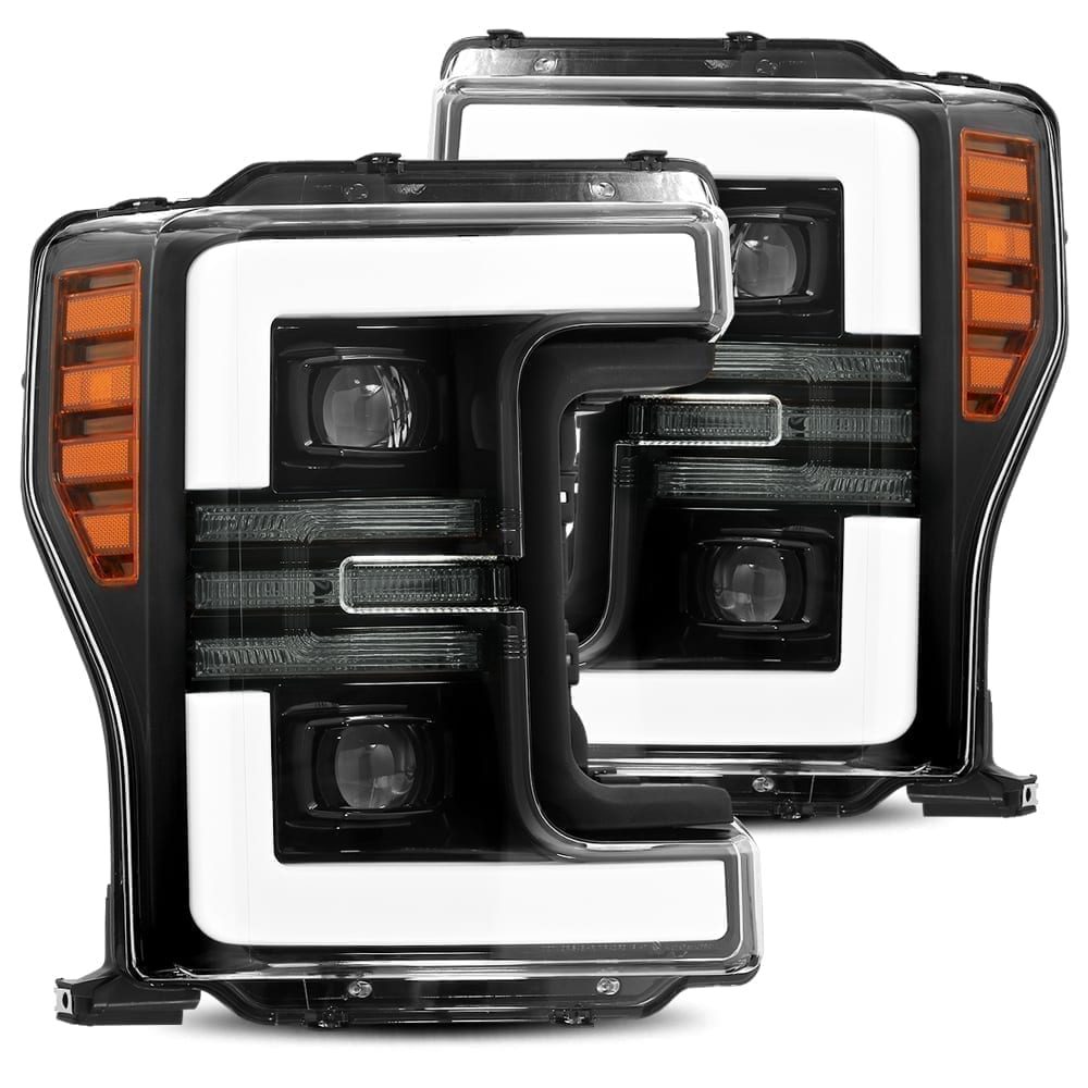 17-19 Ford Super Duty PRO-Series Projector Headlights Plank Style Design Gloss Black - Apollo Off-Road