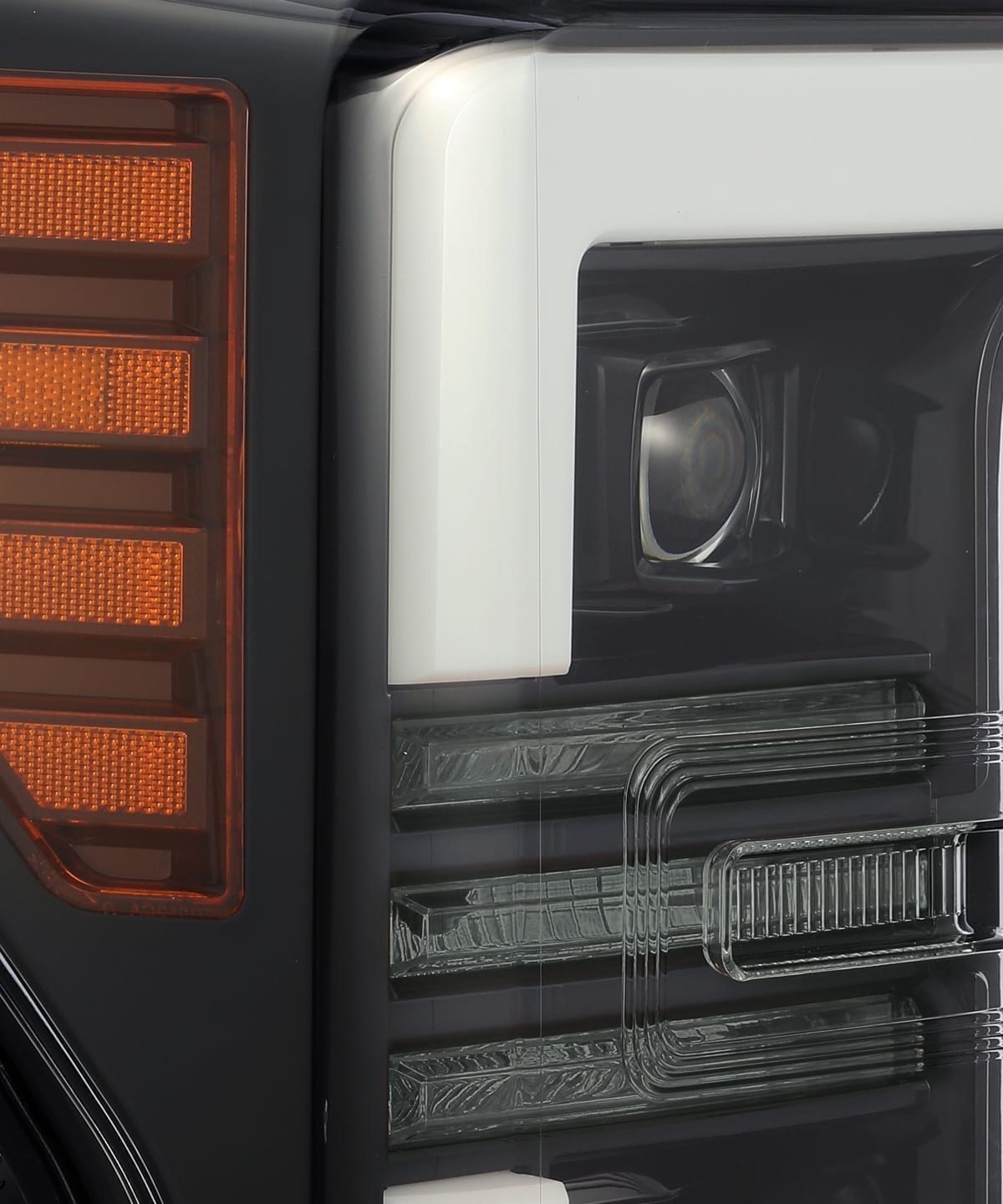 17-19 Ford Super Duty PRO-Series Projector Headlights Plank Style Design Gloss Black - Apollo Off-Road
