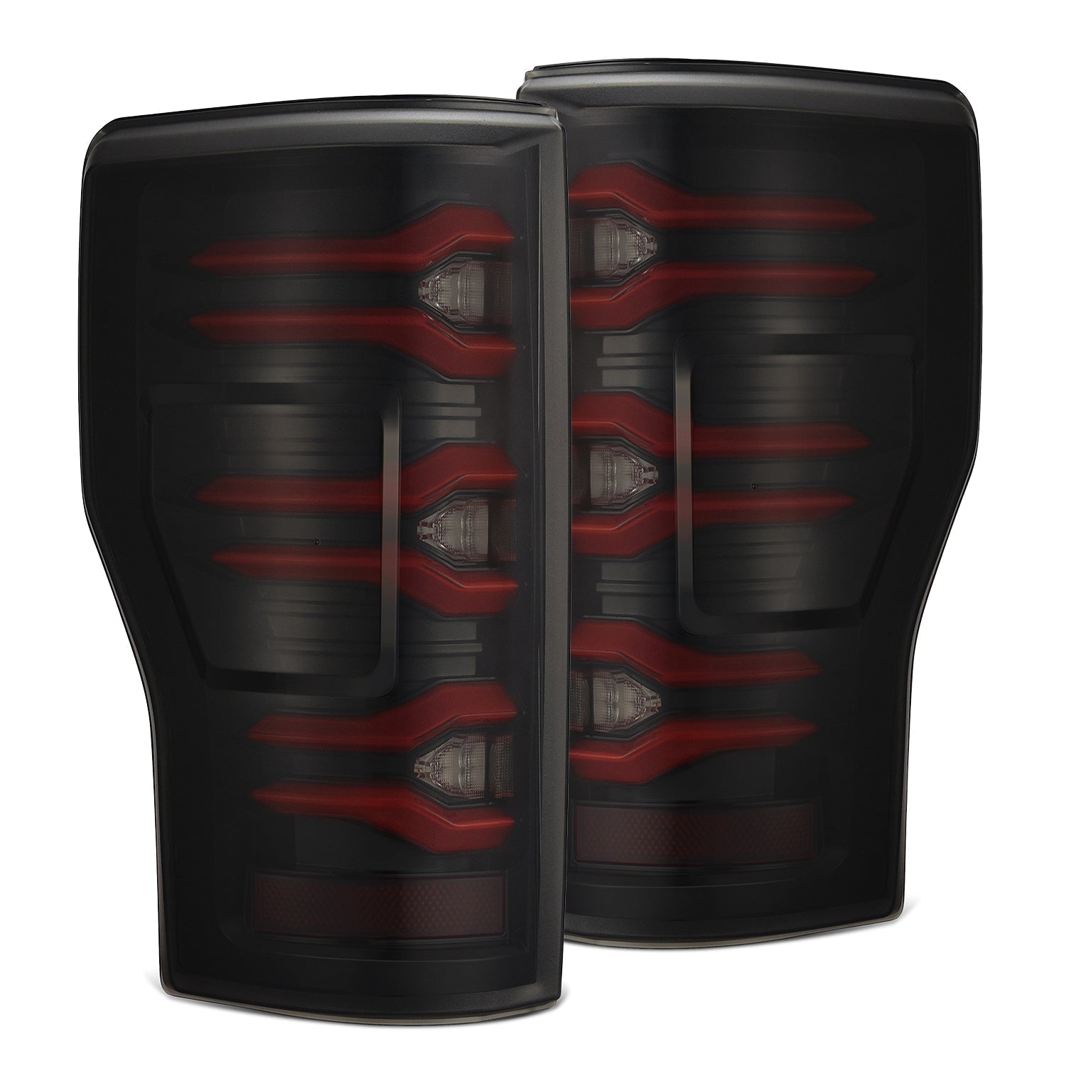 17-22 Ford F-250/350 Super Duty LUXX-Series LED Tail Lights Black-Red - Apollo Off-Road